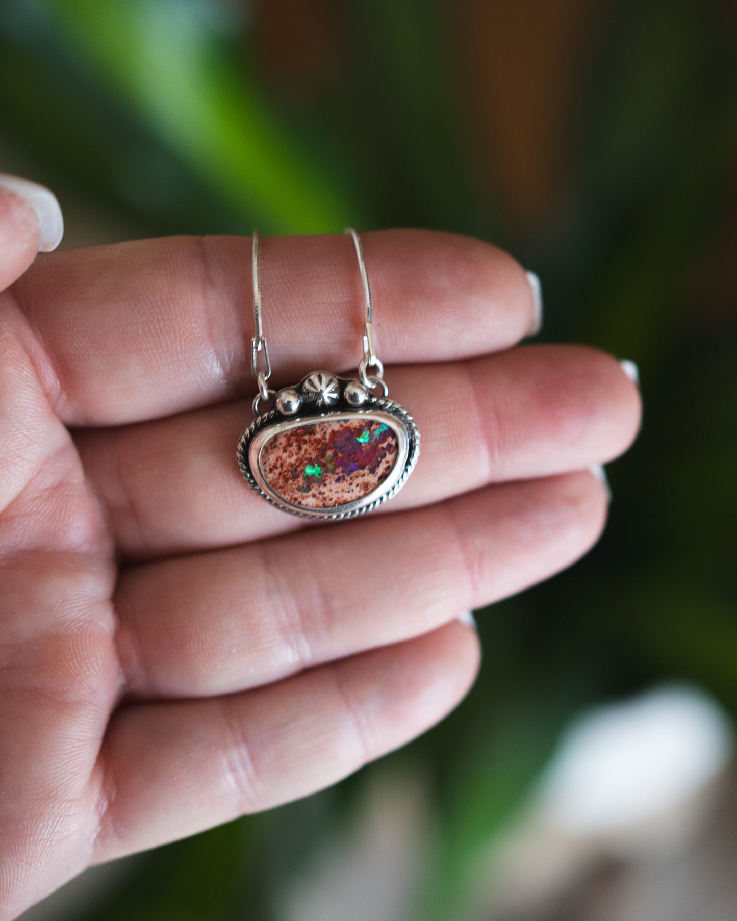 Flashy Natural Mexican Fire Opal Necklace