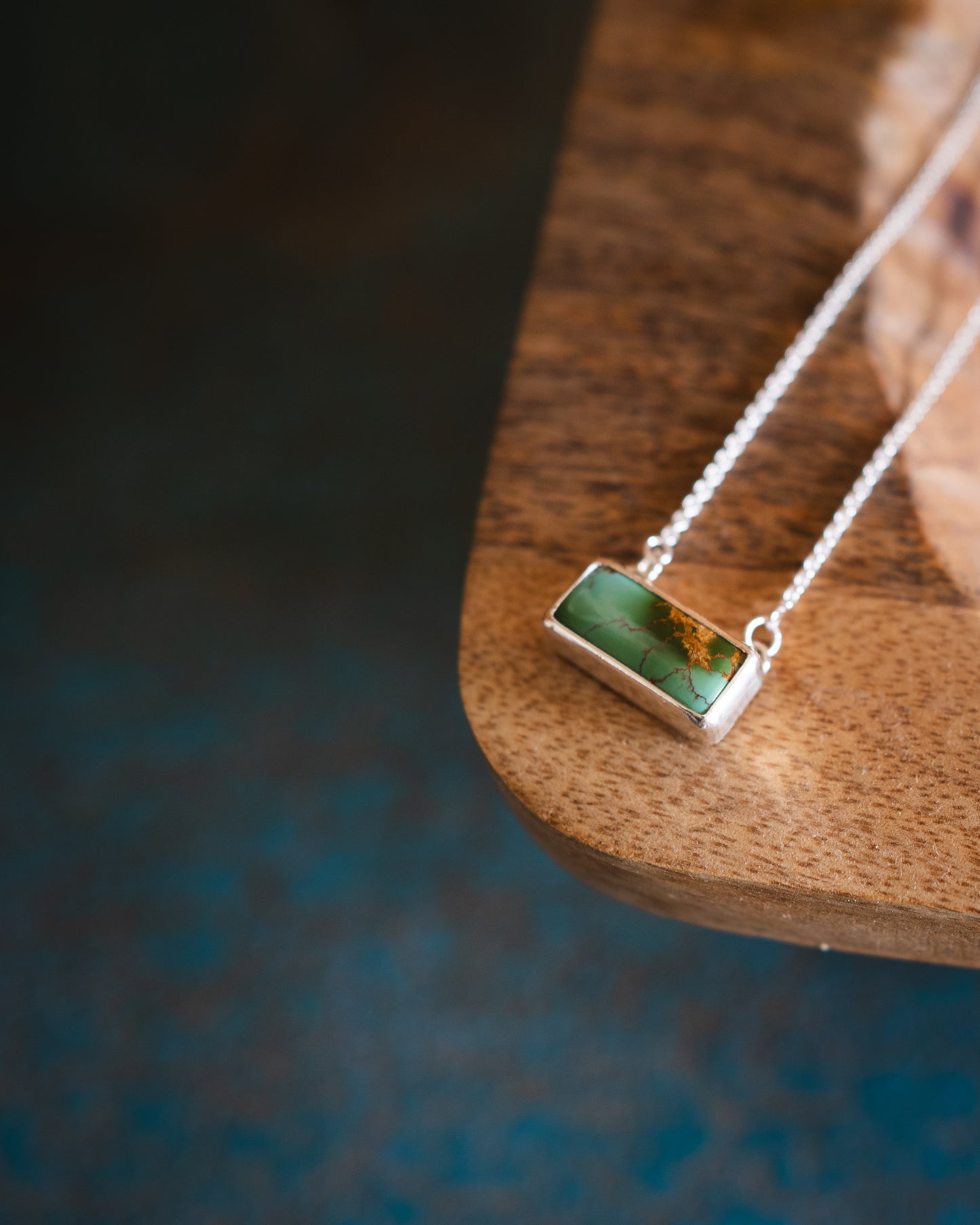 Petite Natural Royston Turquoise Bar Necklace