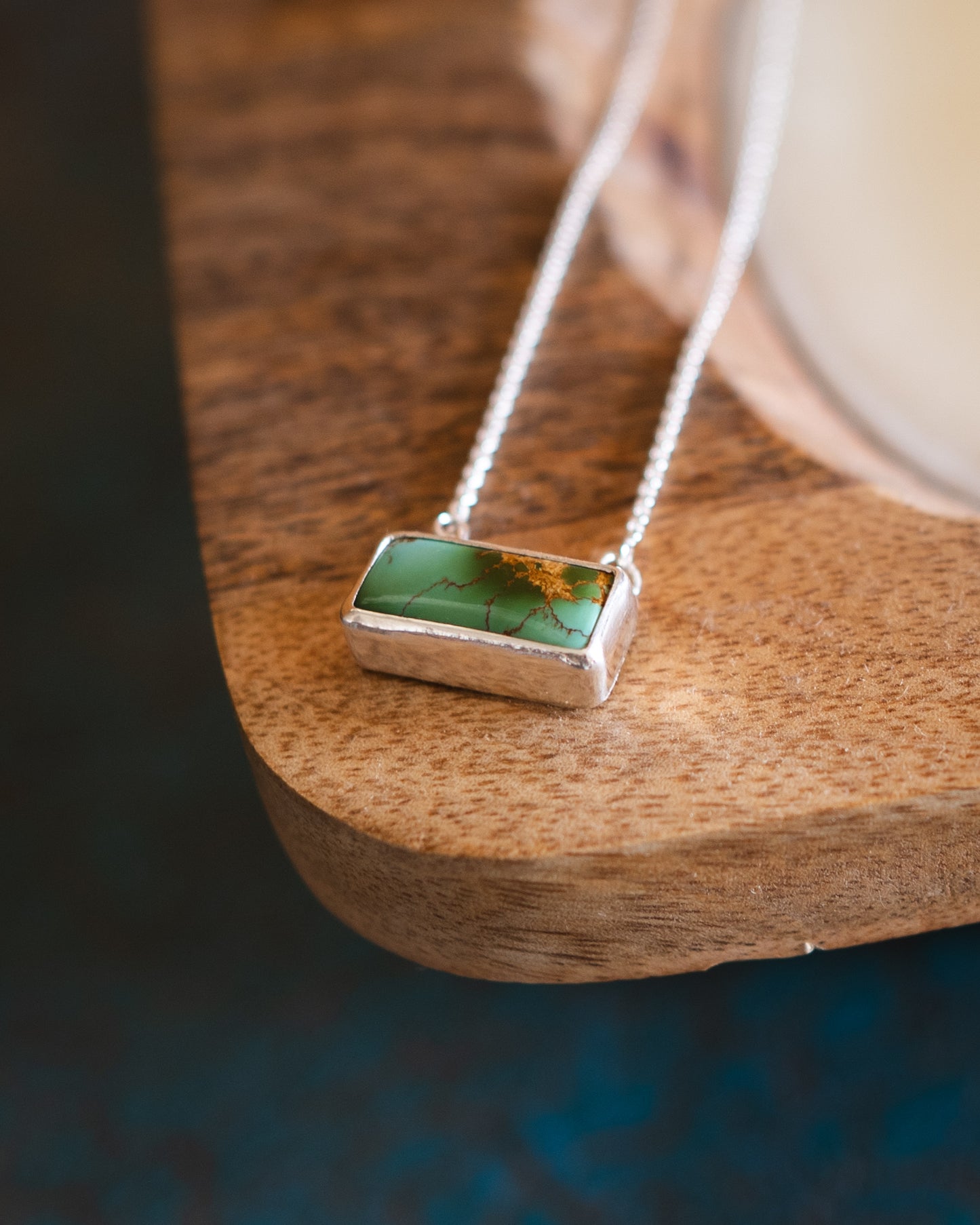 Petite Natural Royston Turquoise Bar Necklace