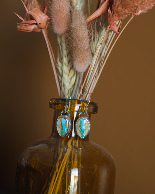 Natural Royston Ribbon Turquoise Dangle Earrings