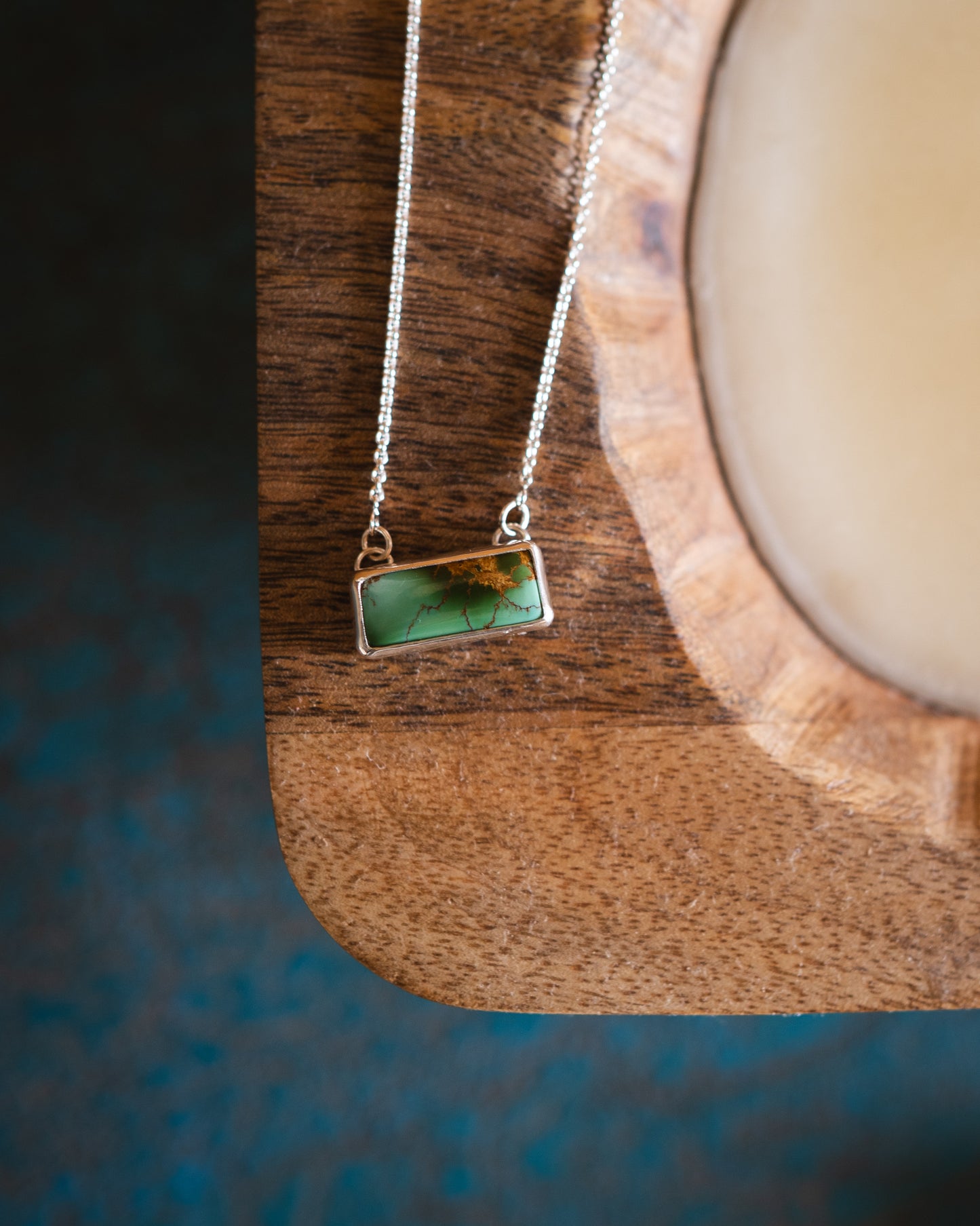Petite Natural Royston Turquoise Bar Necklace