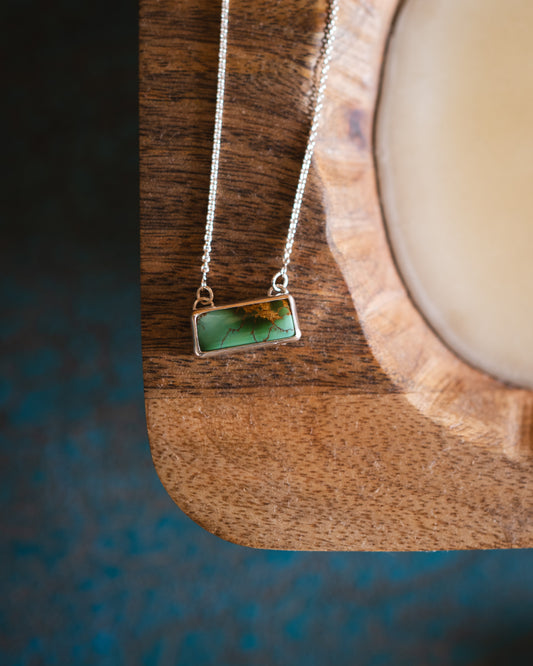 Petite Natural Royston Turquoise Bar Necklace