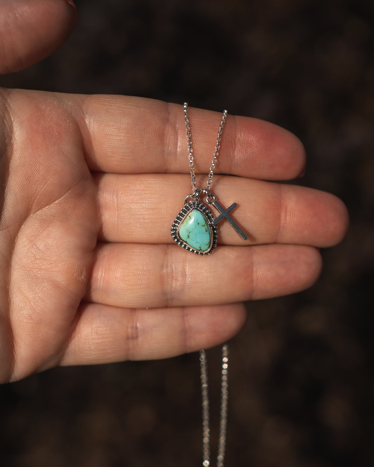 Natural Iron Maiden Cross Necklace