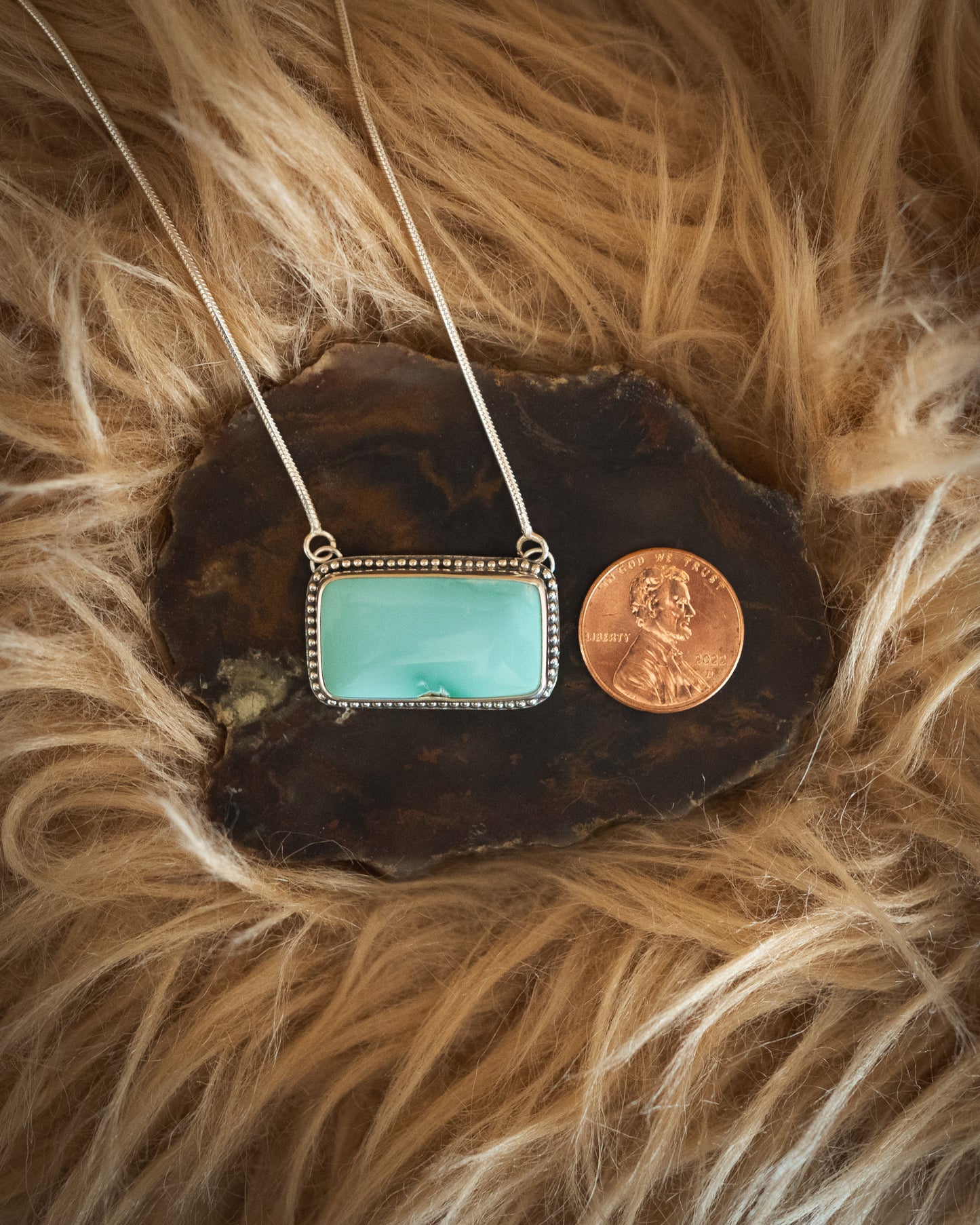 High Grade Natural Royston Turquoise Bar Necklace