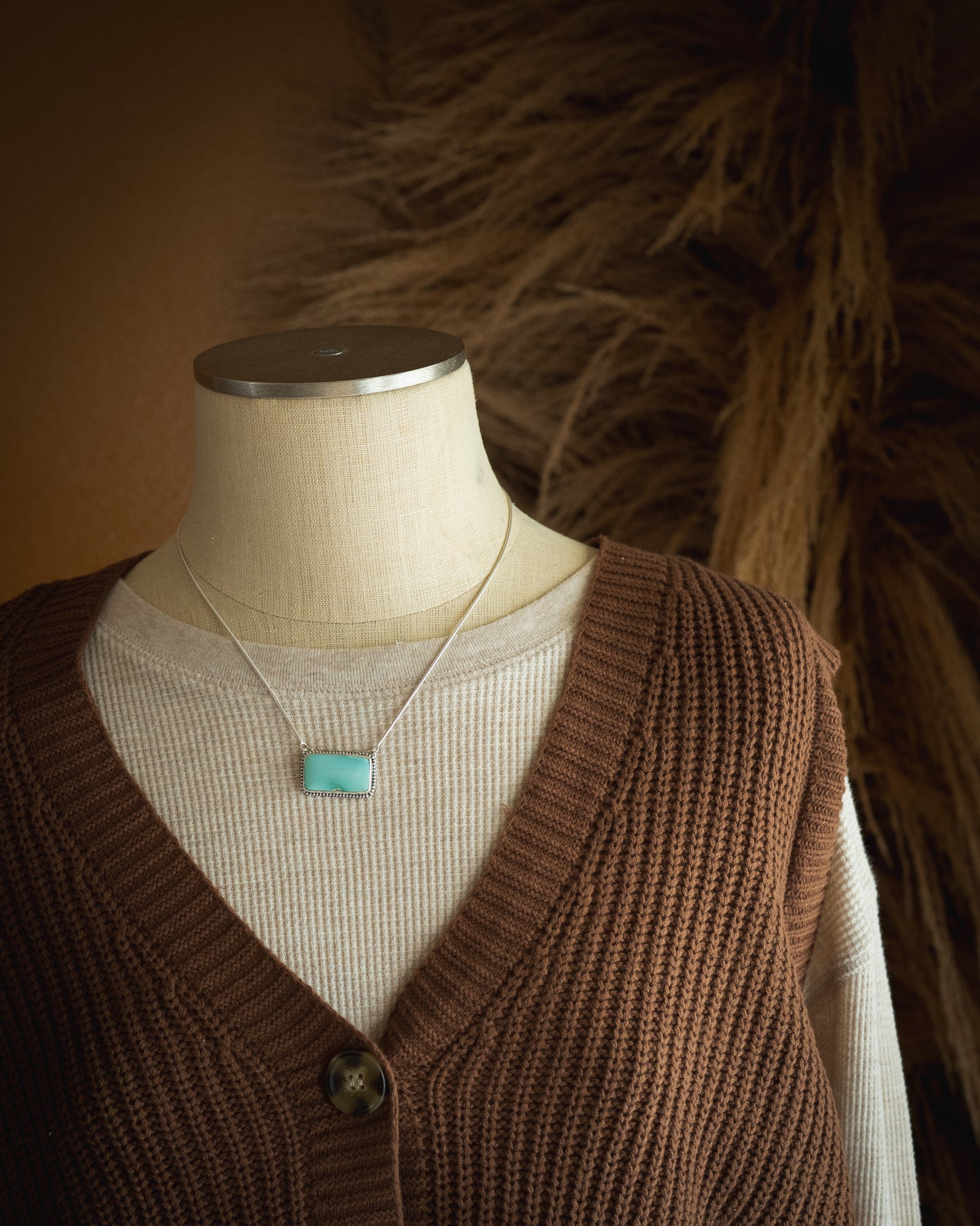 High Grade Natural Royston Turquoise Bar Necklace