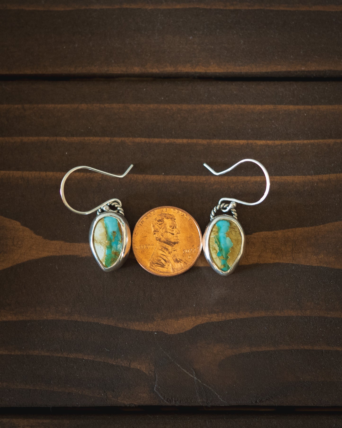 Natural Royston Ribbon Turquoise Dangle Earrings
