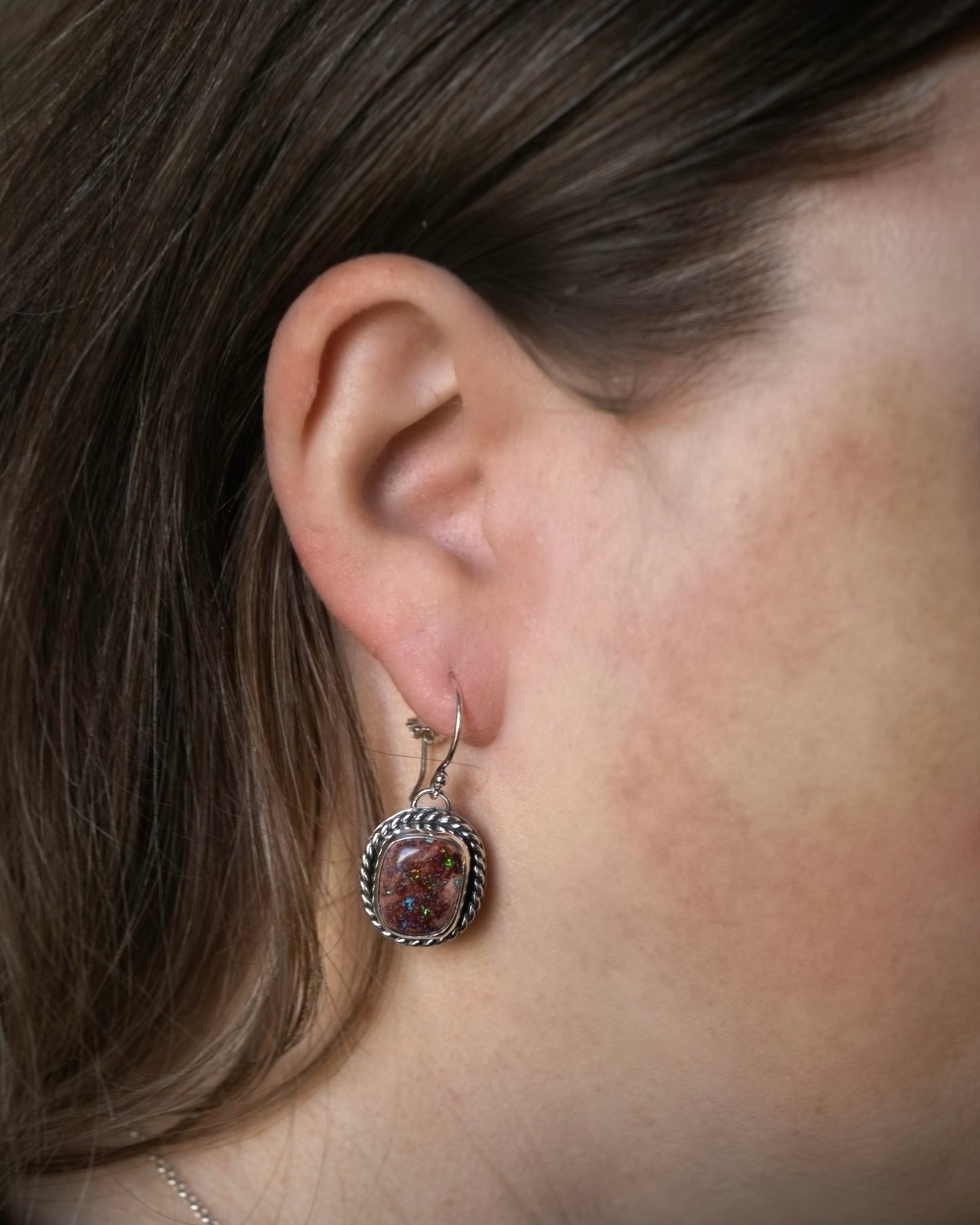Natural Mexican Fire Opal Earrings