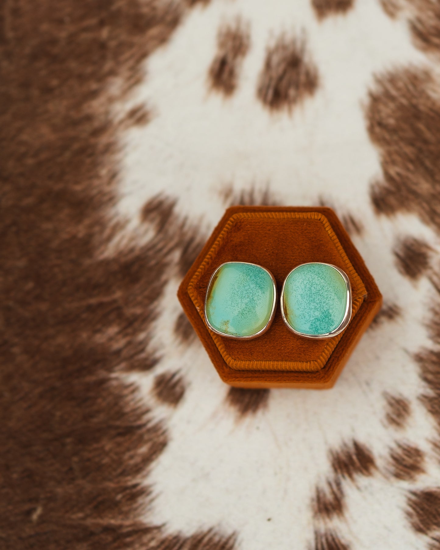 Natural Blackjack Turquoise Stud Earrings