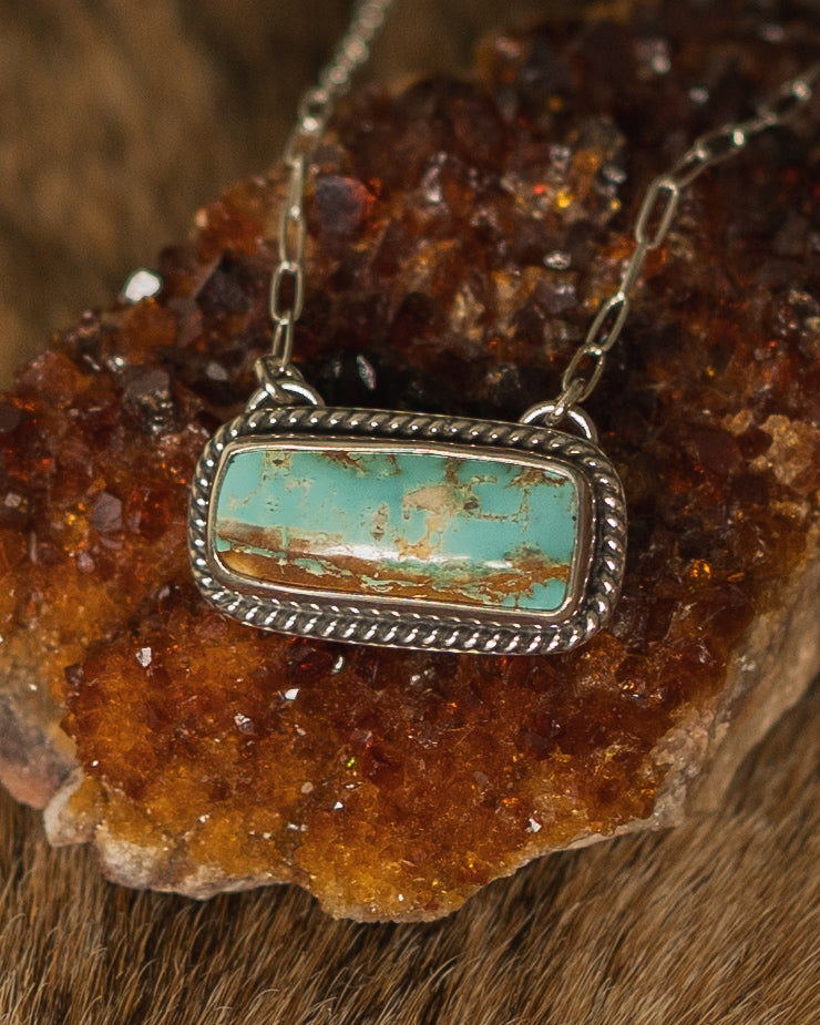 High Grade Royston Turquoise Bar Necklace