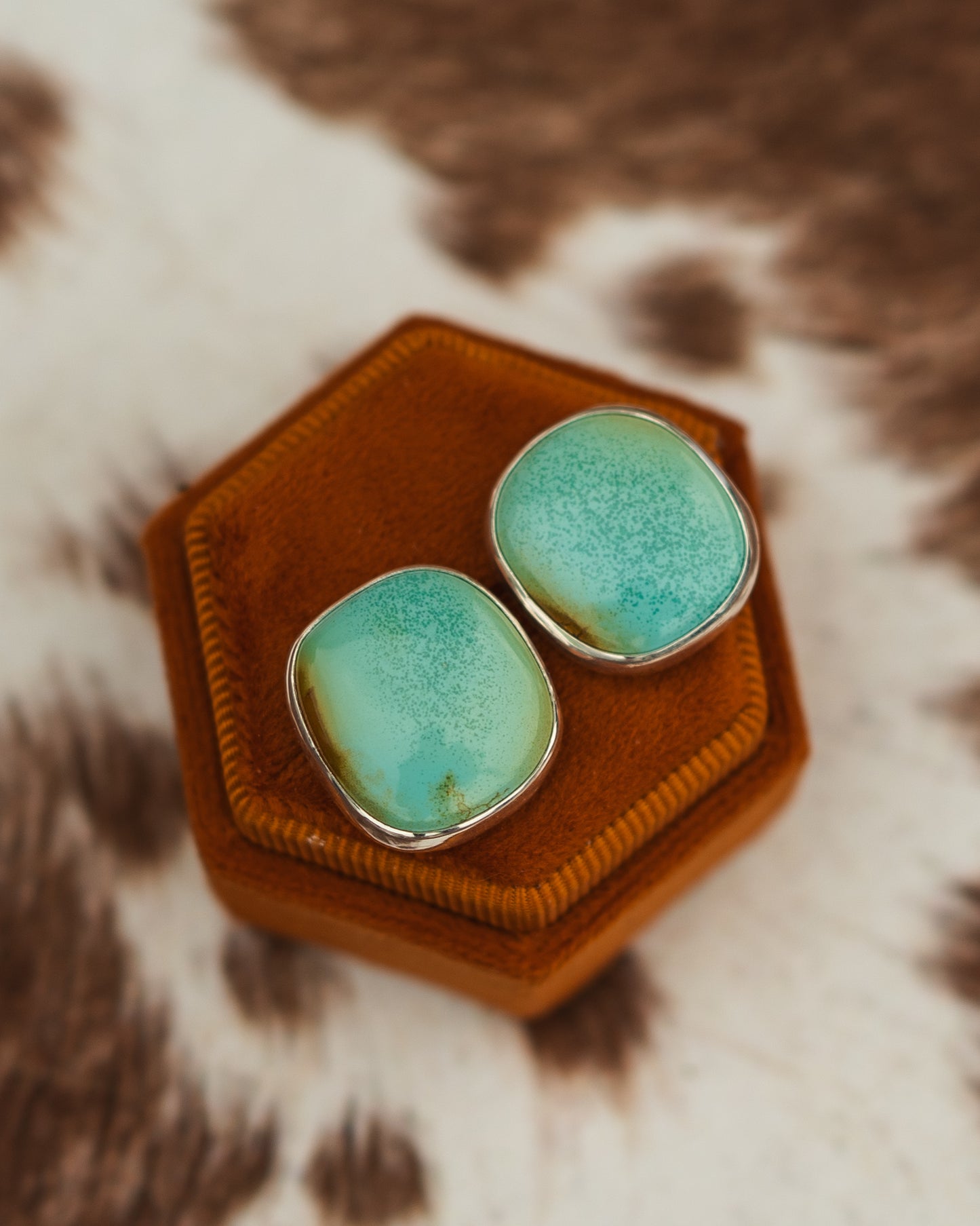 Natural Blackjack Turquoise Stud Earrings