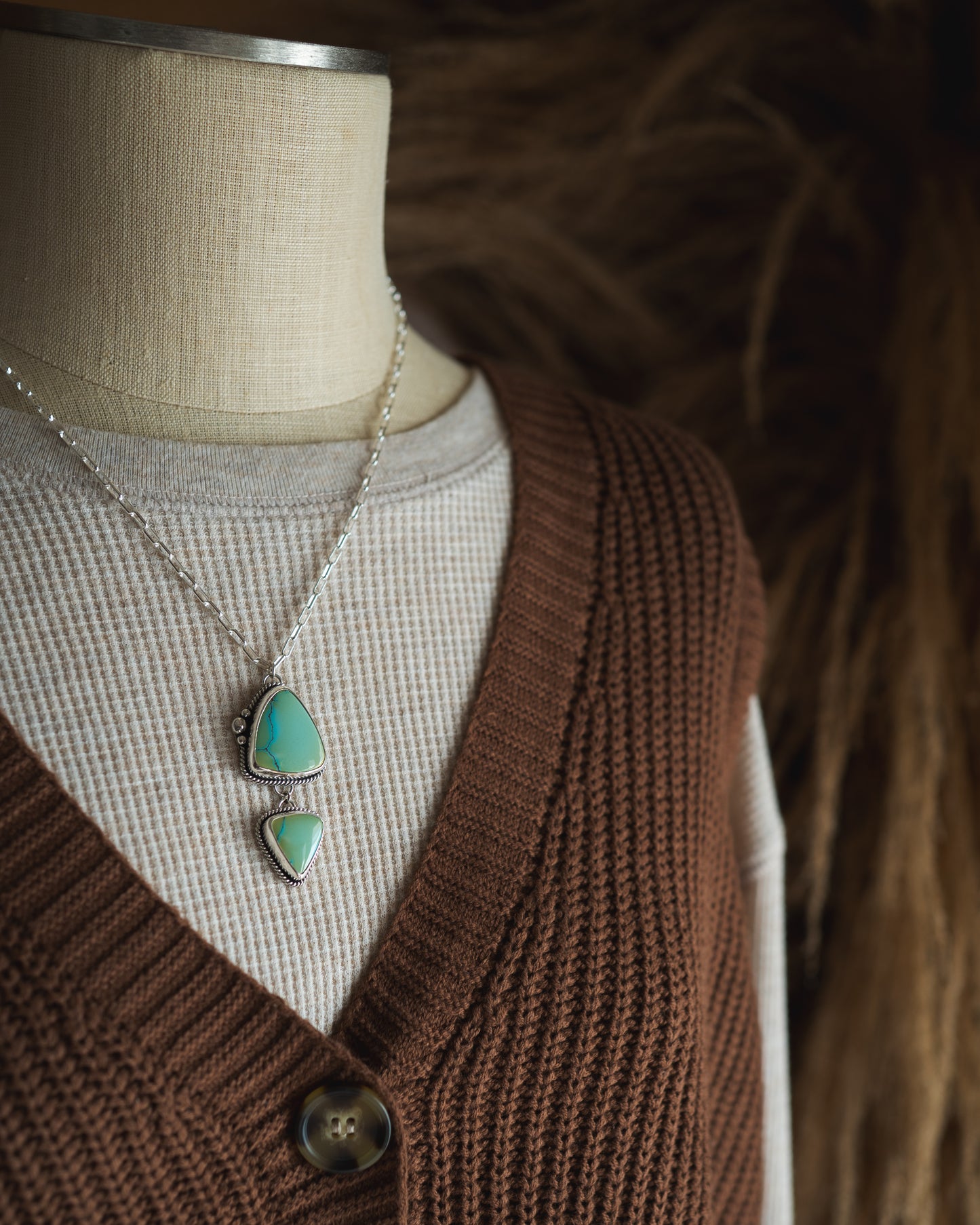 Top Grade Natural Iron Maiden Turquoise Statement Necklace