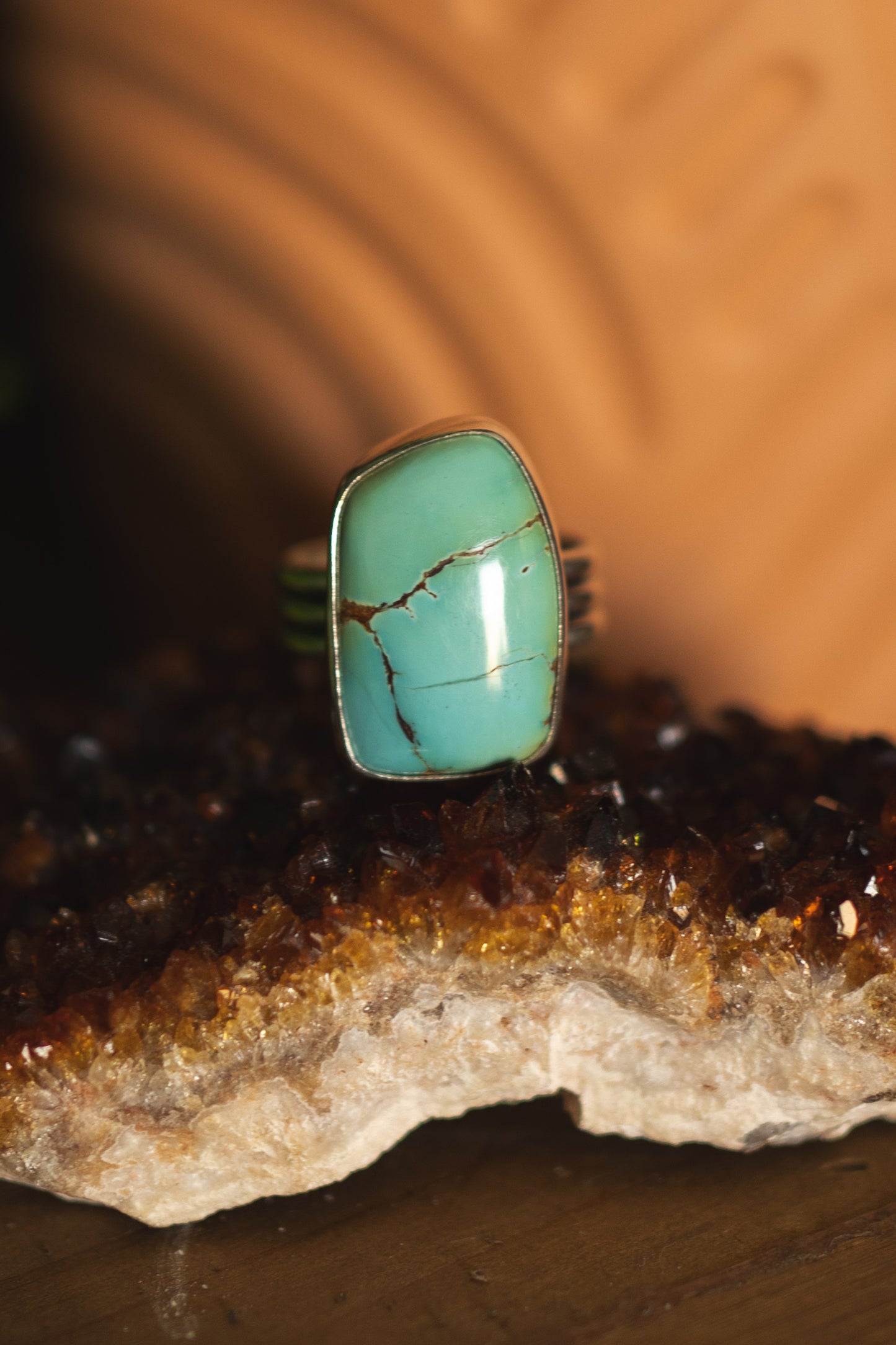 Chunky Natural Blackjack Turquoise Ring