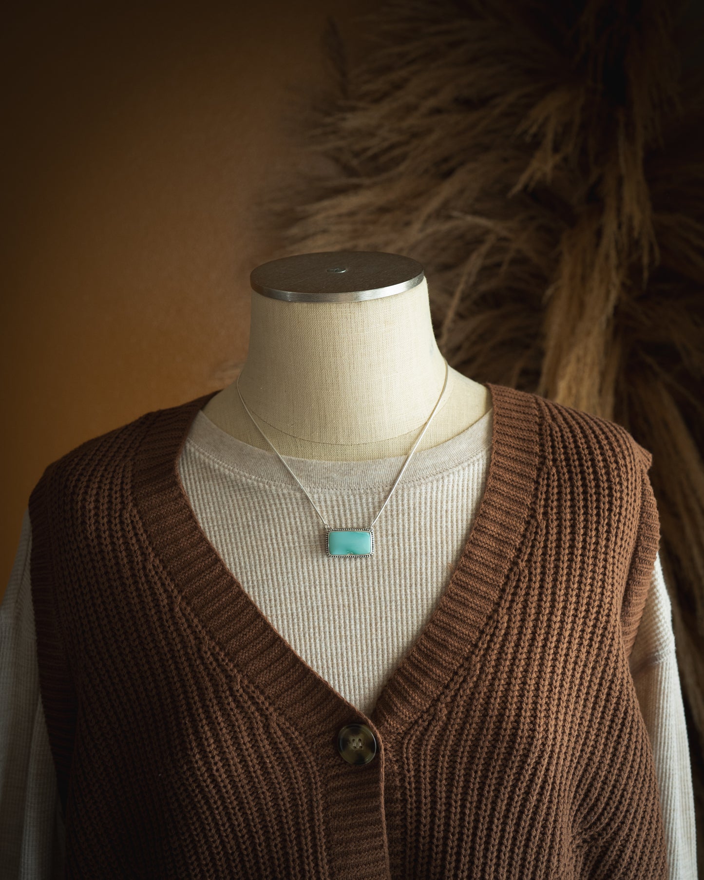 High Grade Natural Royston Turquoise Bar Necklace