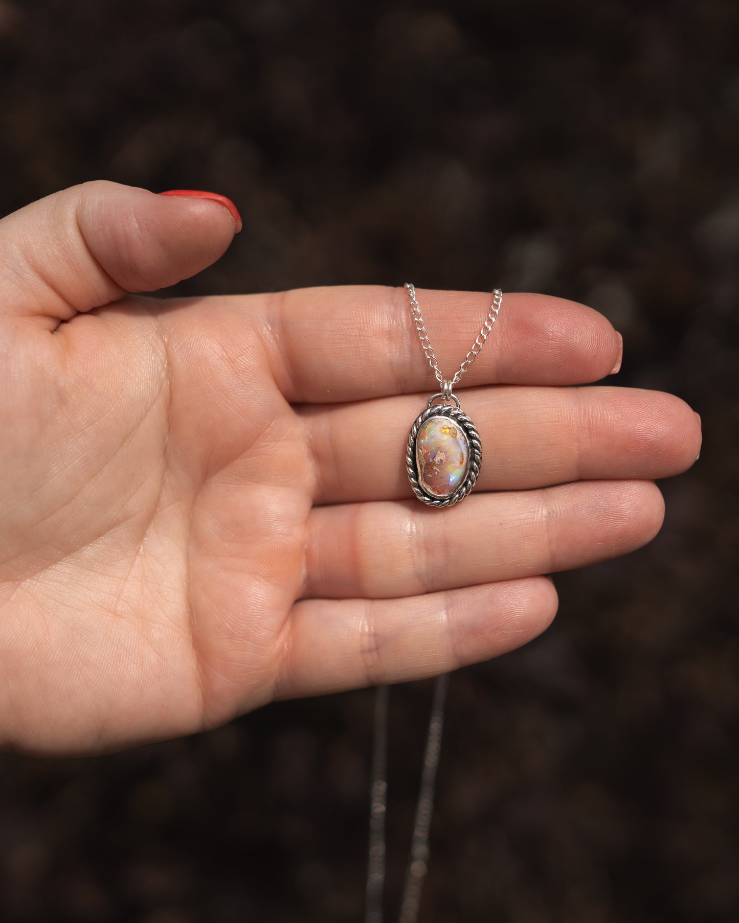 Flashy Natural Mexican Fire Opal Necklace