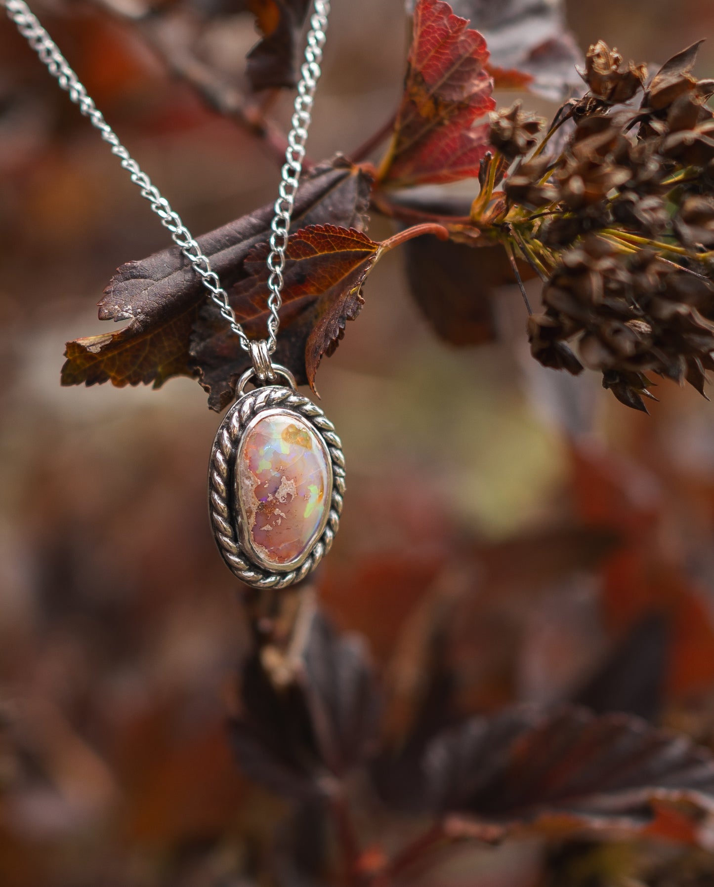 Flashy Natural Mexican Fire Opal Necklace