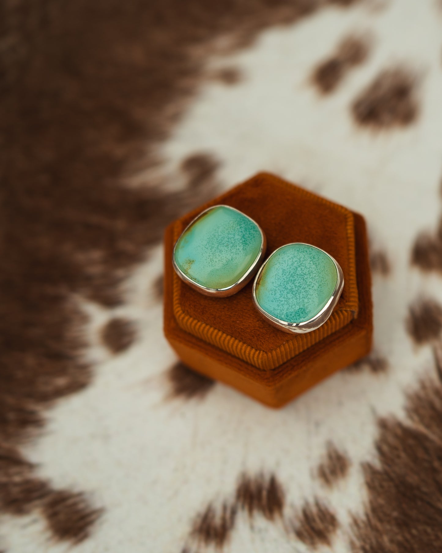 Natural Blackjack Turquoise Stud Earrings