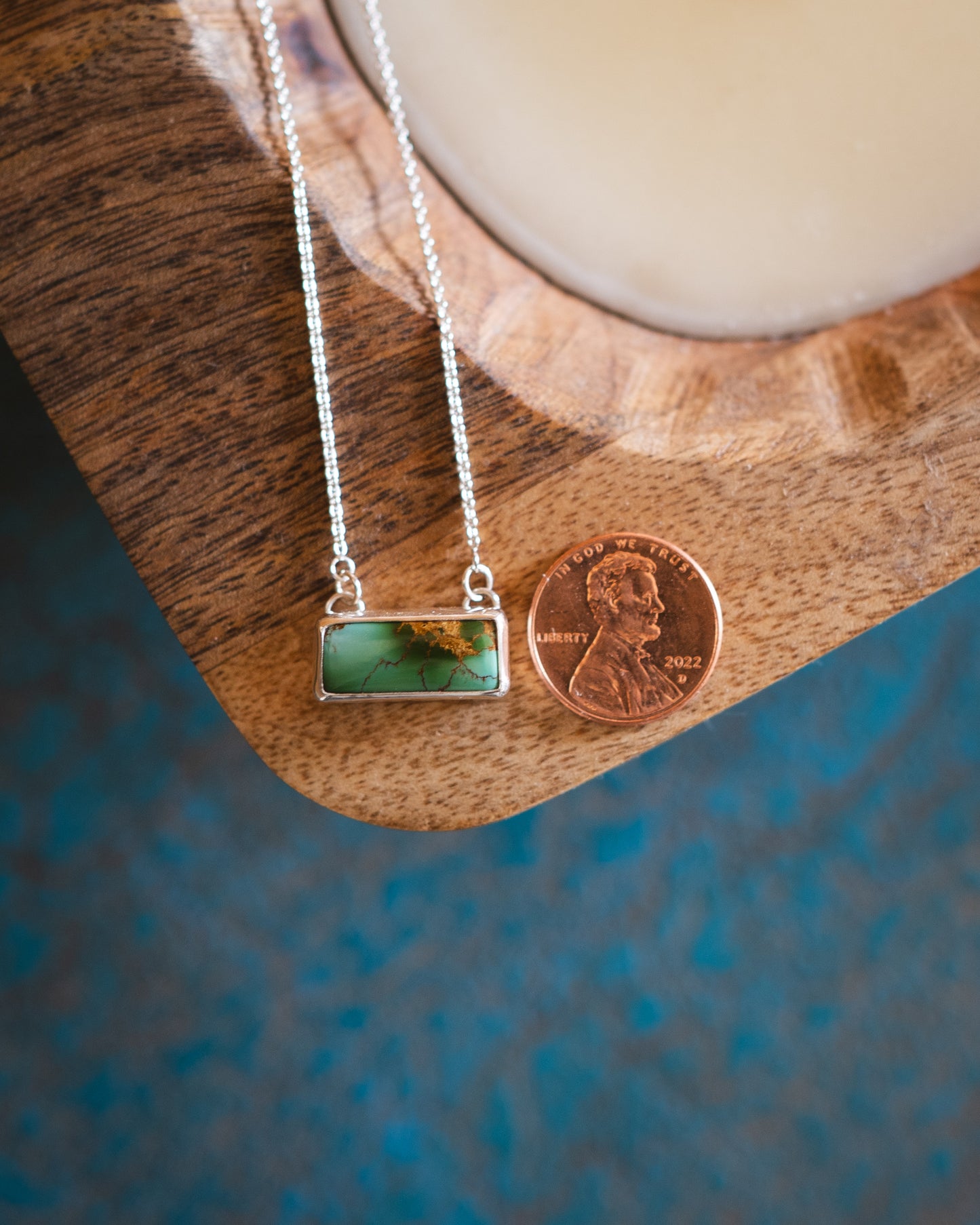 Petite Natural Royston Turquoise Bar Necklace