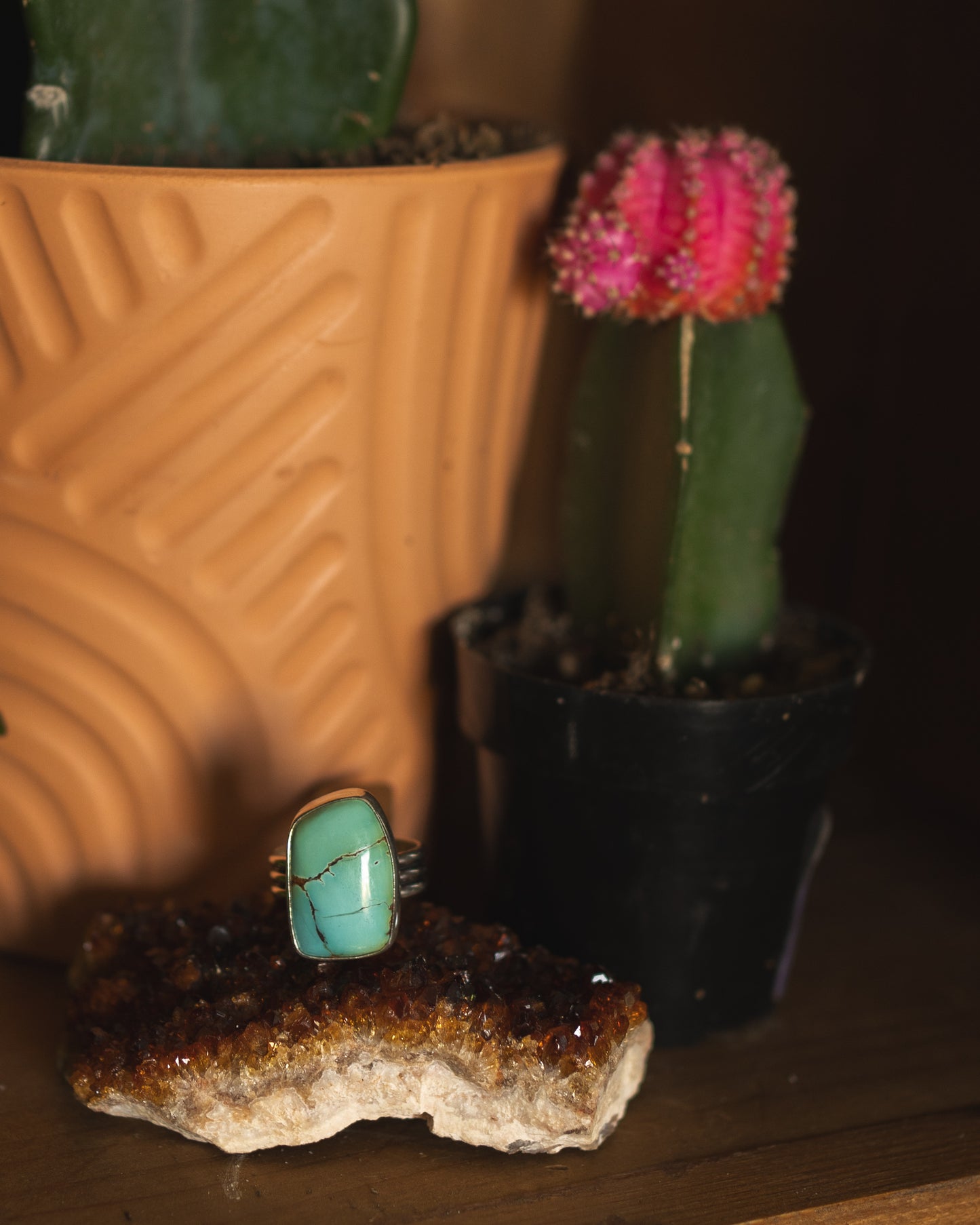 Chunky Natural Blackjack Turquoise Ring