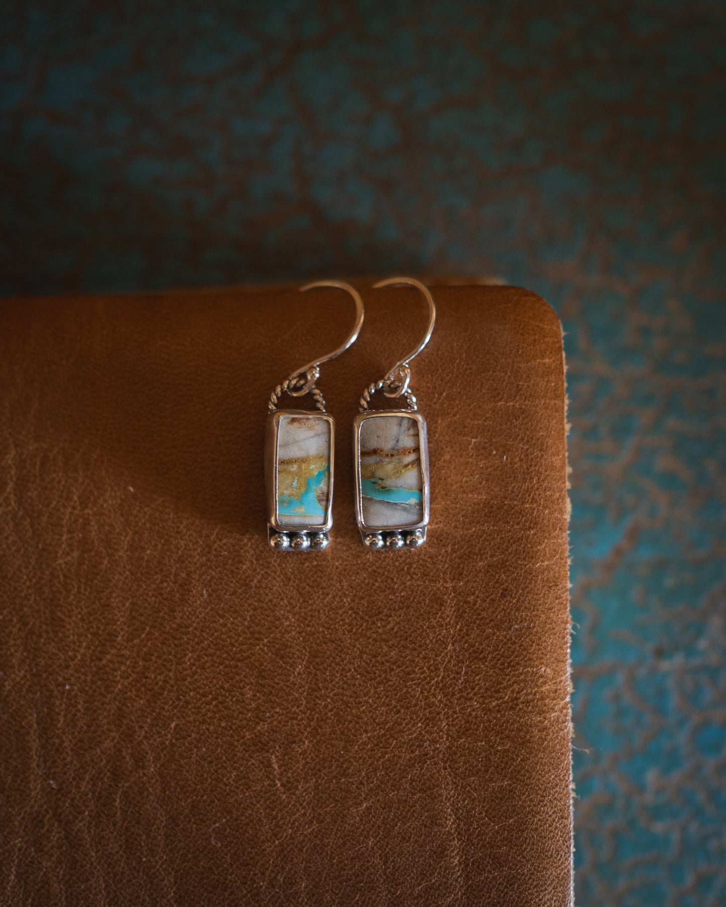 Natural Royston Ribbon Turquoise Dangle Earrings