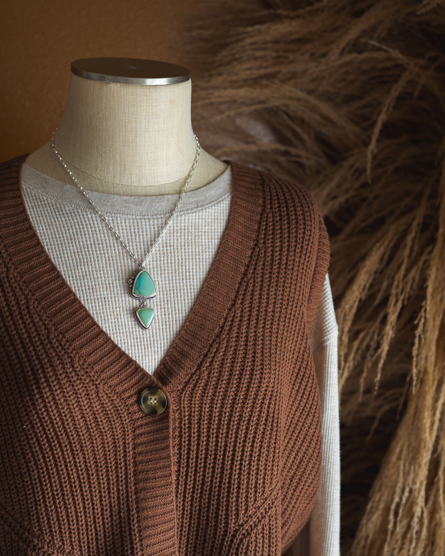 Top Grade Natural Iron Maiden Turquoise Statement Necklace