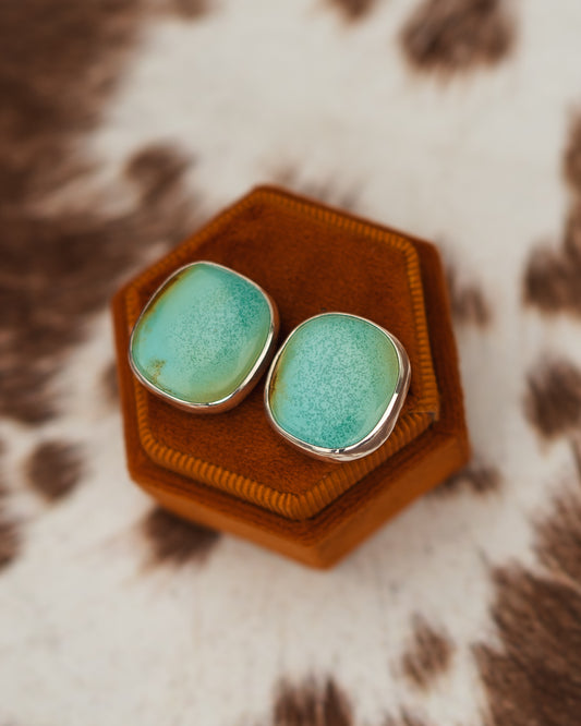 Natural Blackjack Turquoise Stud Earrings