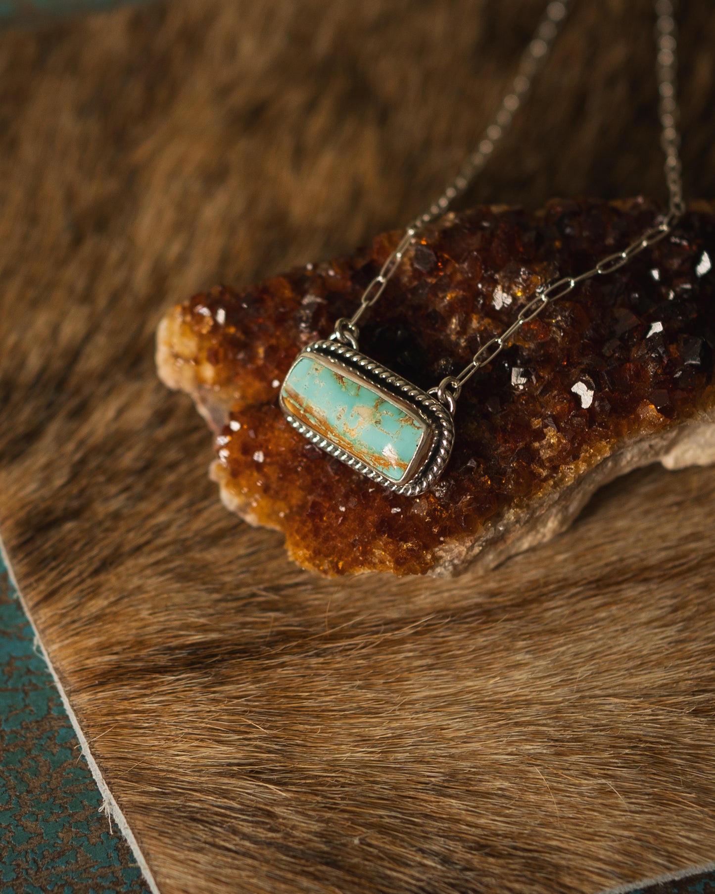 High Grade Royston Turquoise Bar Necklace