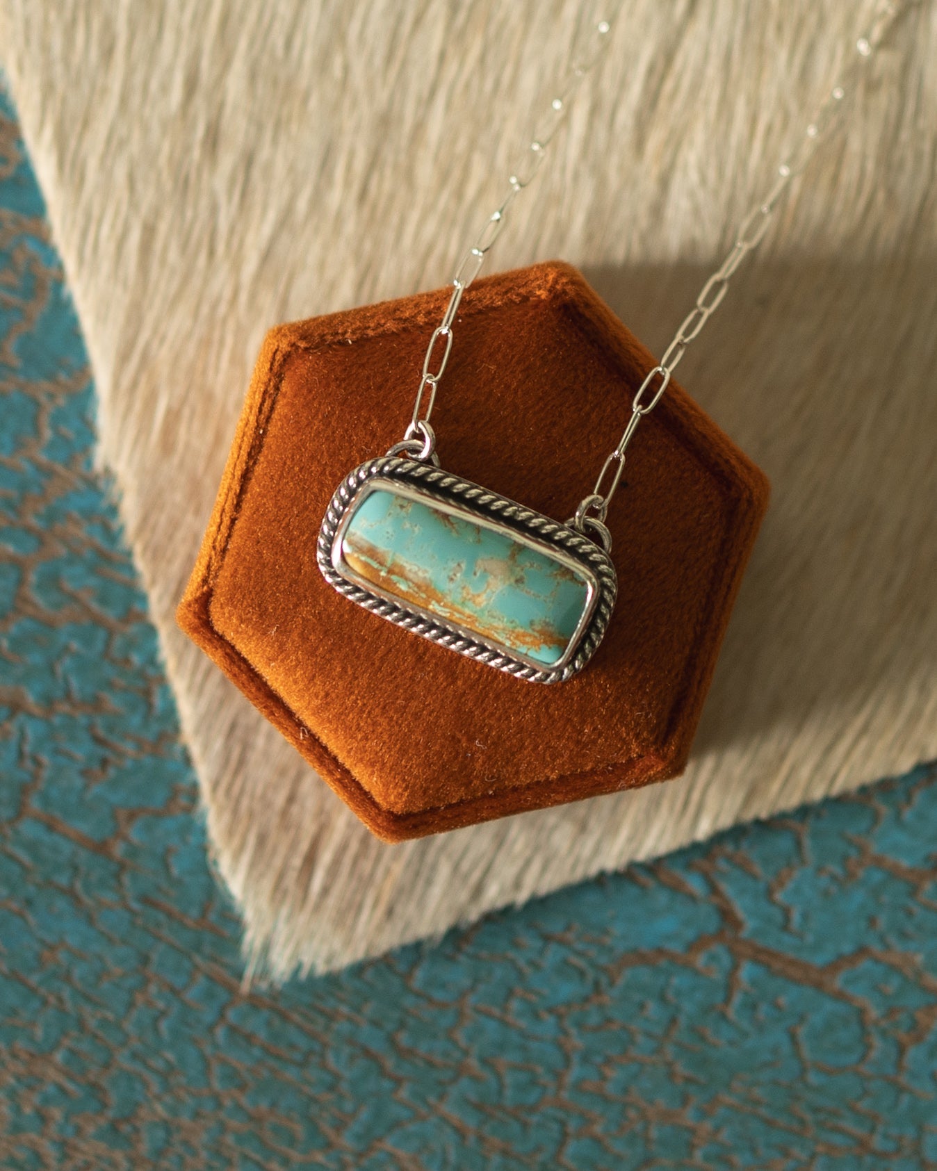 High Grade Royston Turquoise Bar Necklace