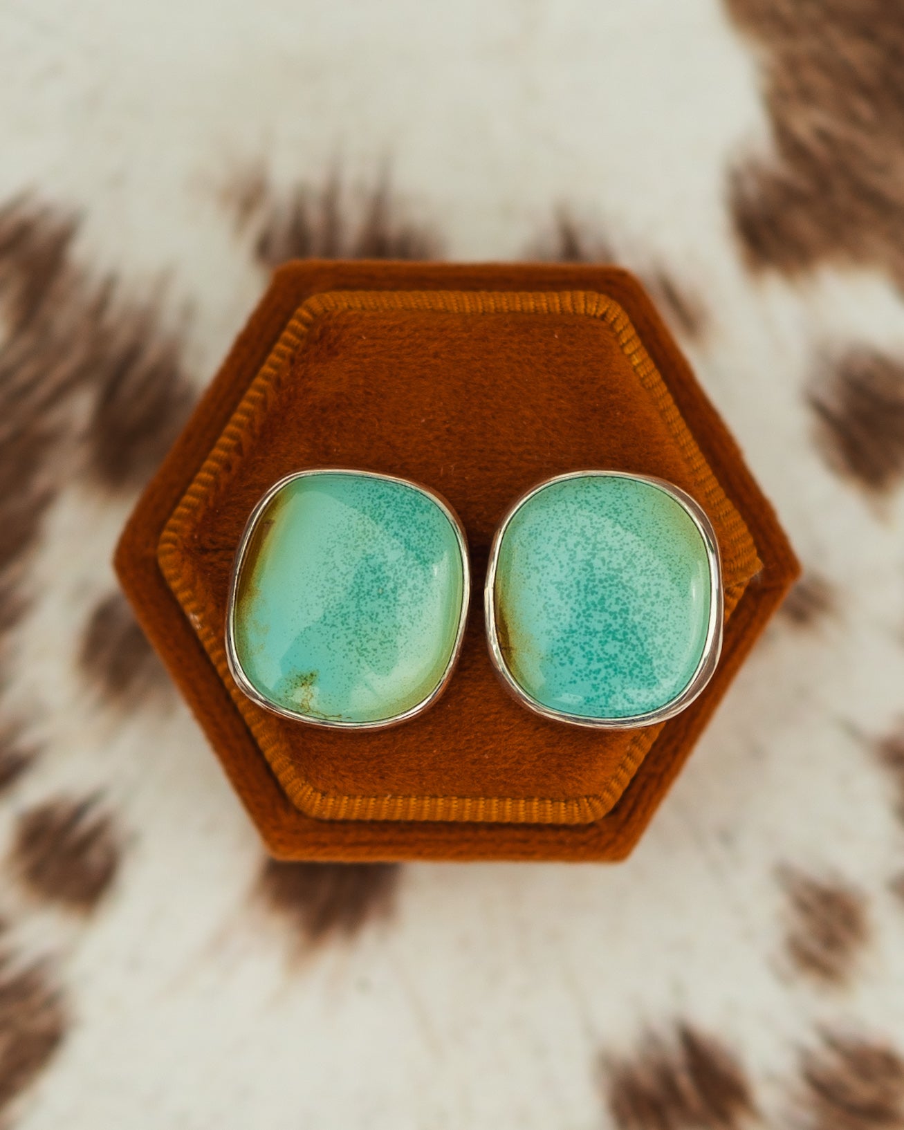 Natural Blackjack Turquoise Stud Earrings