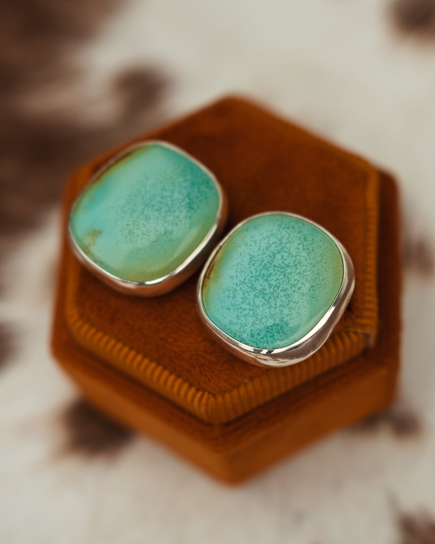 Natural Blackjack Turquoise Stud Earrings