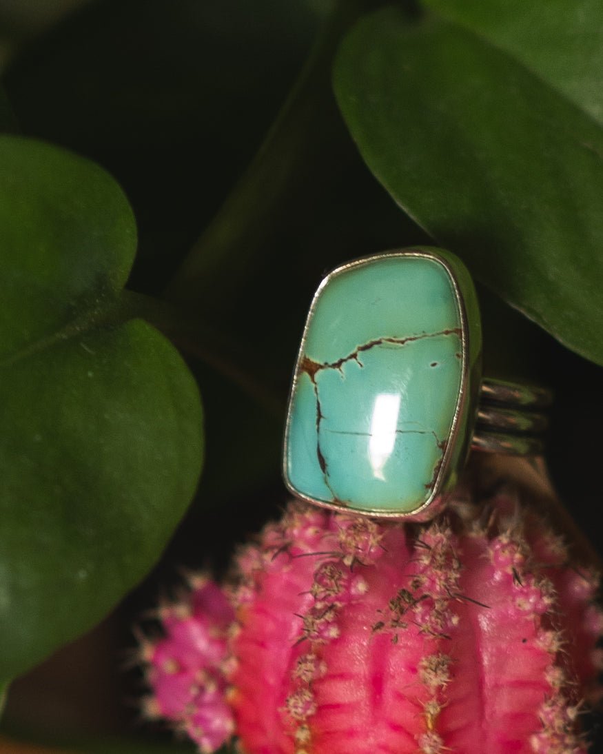 Chunky Natural Blackjack Turquoise Ring