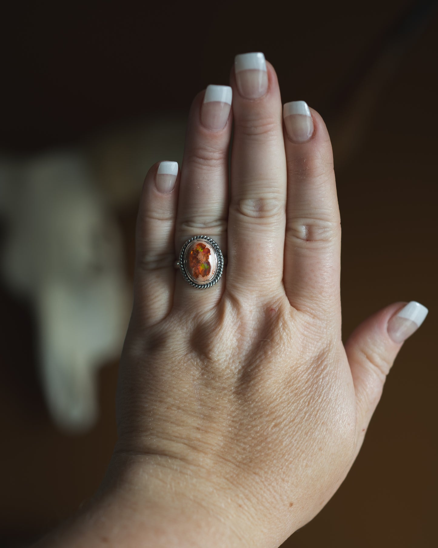 Flashy Orange Natural Fire Opal Ring