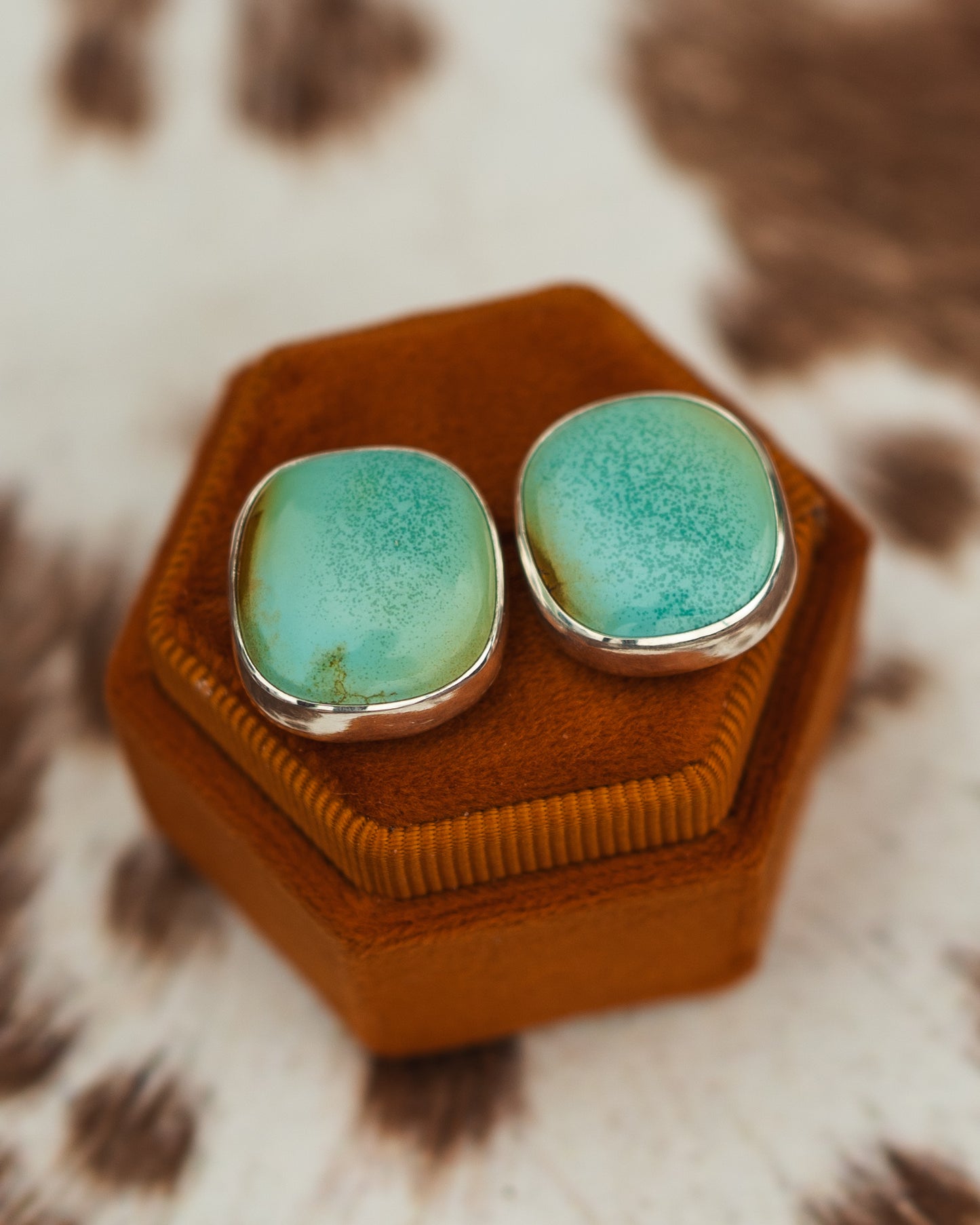 Natural Blackjack Turquoise Stud Earrings