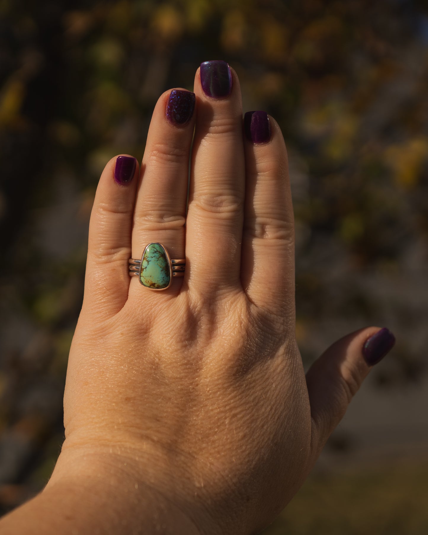 Natural Peacock Mountain Turquoise Ring