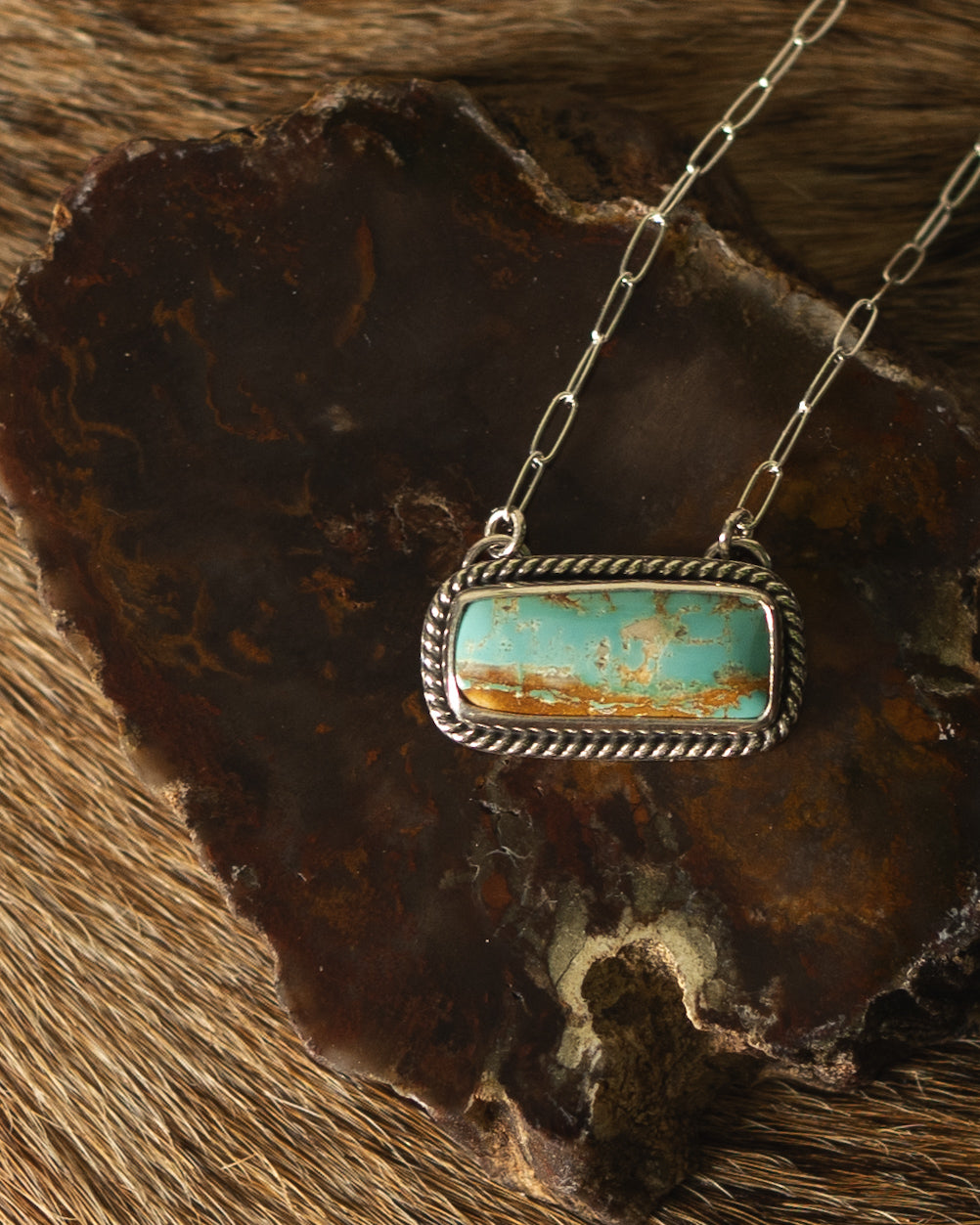 High Grade Royston Turquoise Bar Necklace