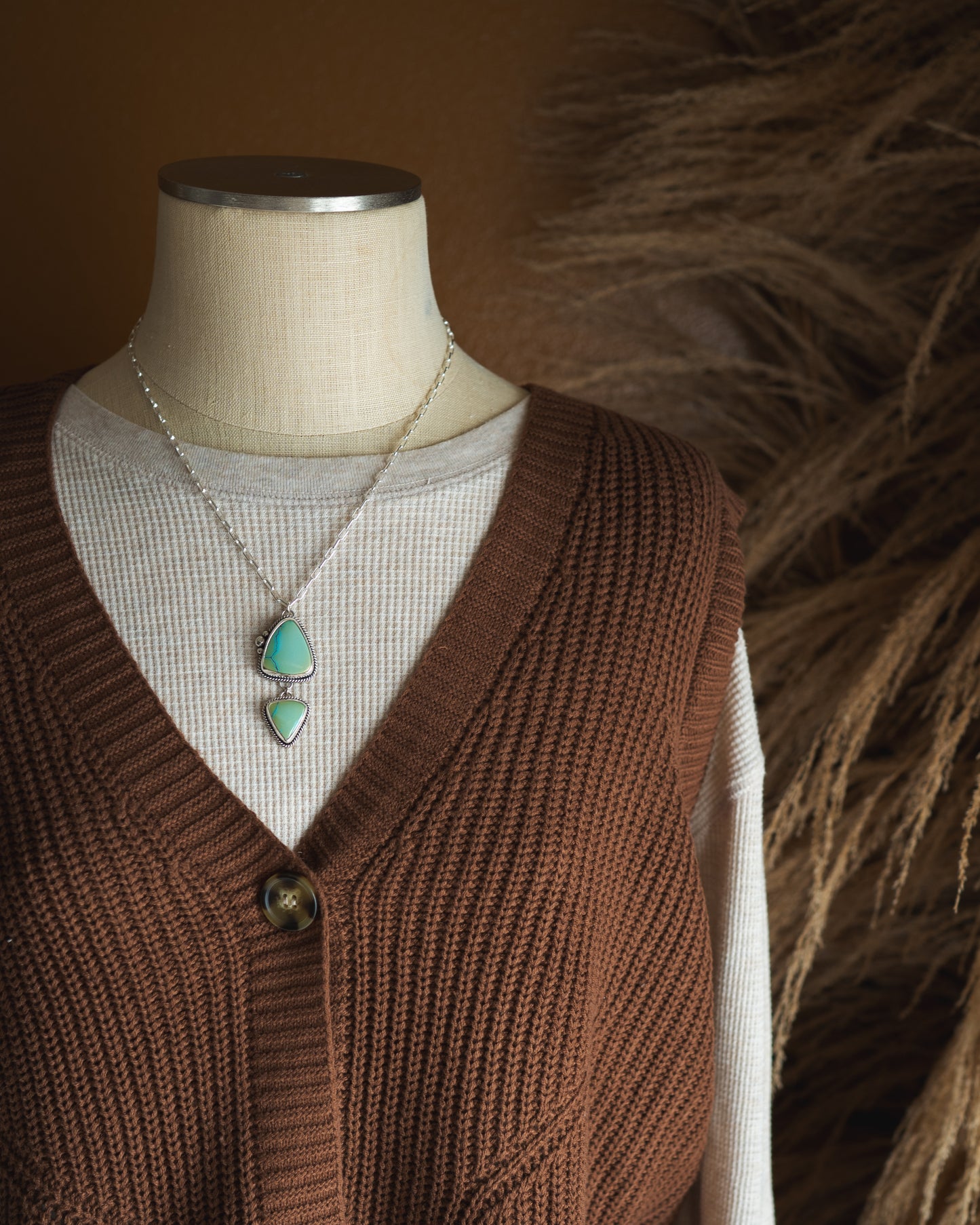 Top Grade Natural Iron Maiden Turquoise Statement Necklace