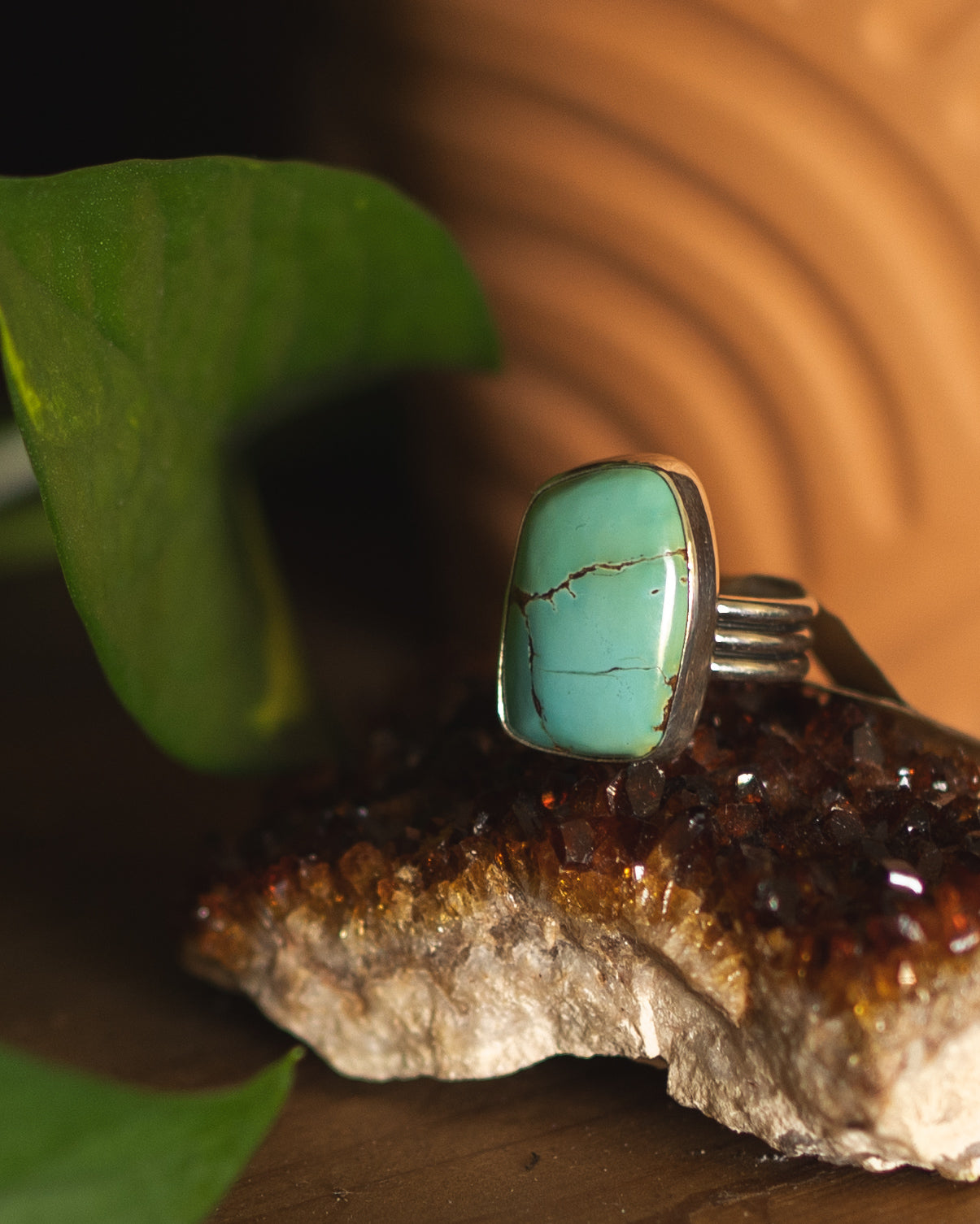 Chunky Natural Blackjack Turquoise Ring