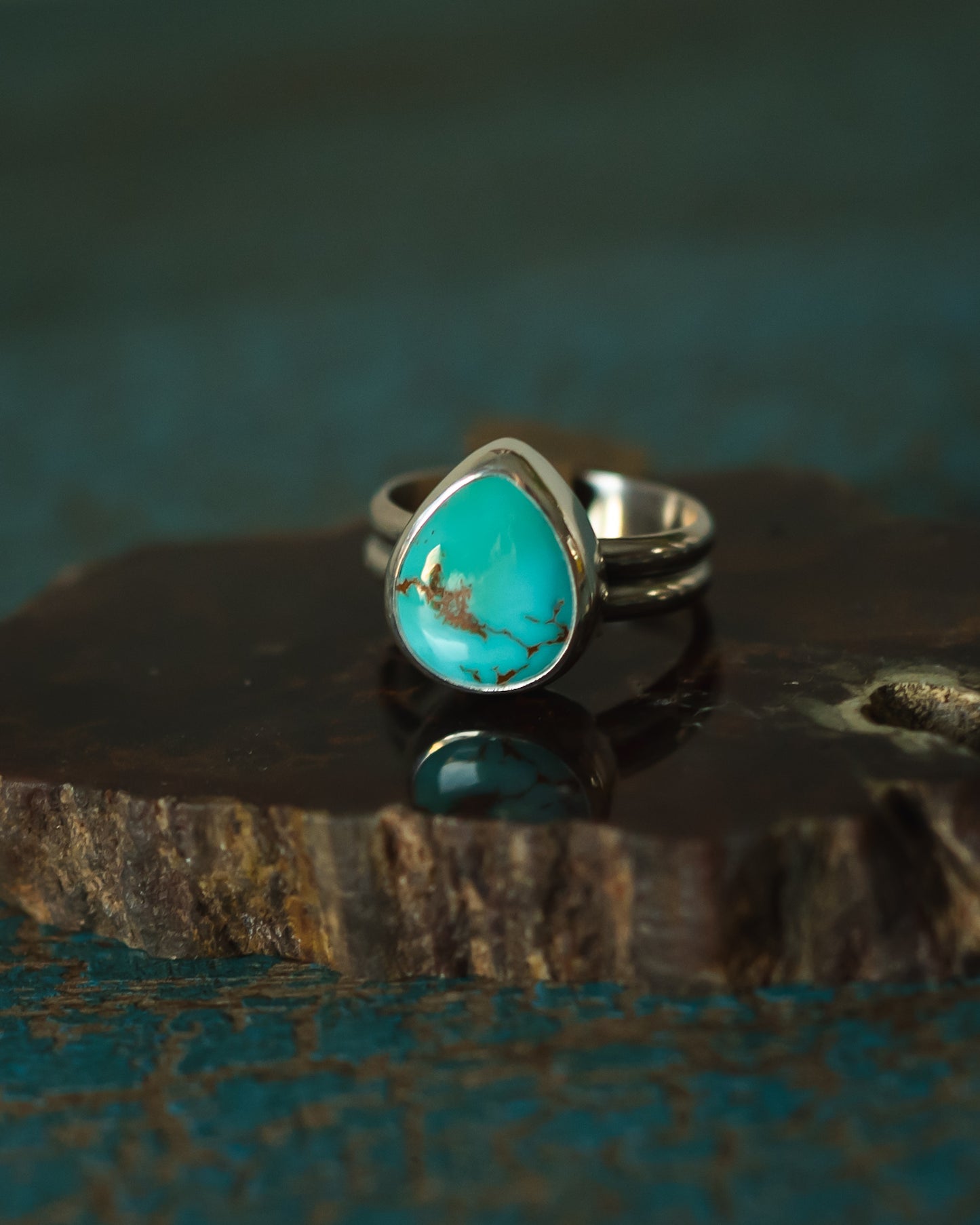 Natural Royston Turquoise Teardrop Ring