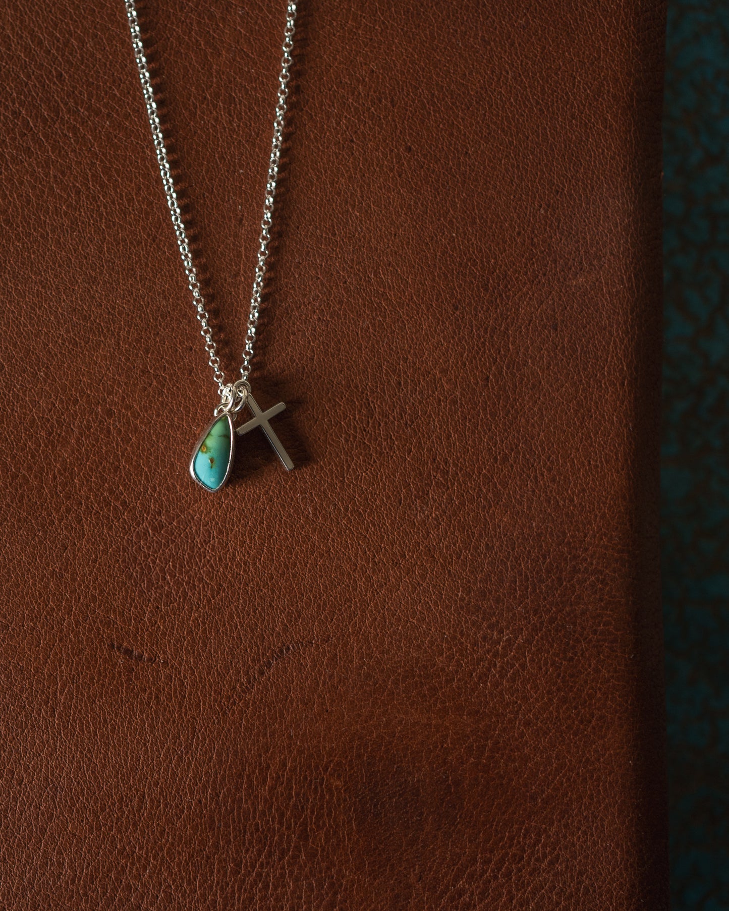 Natural Ol’ Willie Turquoise and Cross Necklace