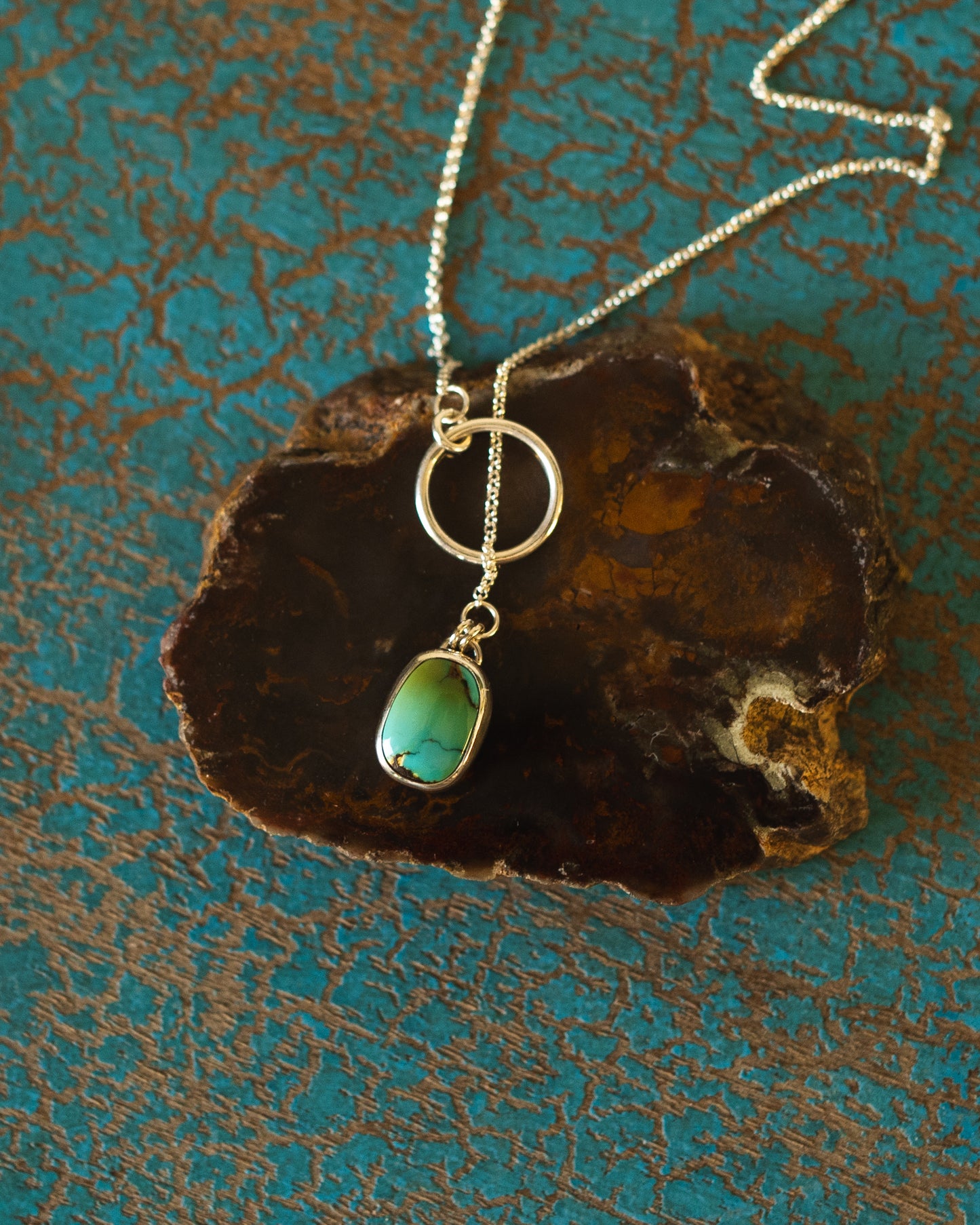 Dainty Natural Peacock Mountain Turquoise Lariat