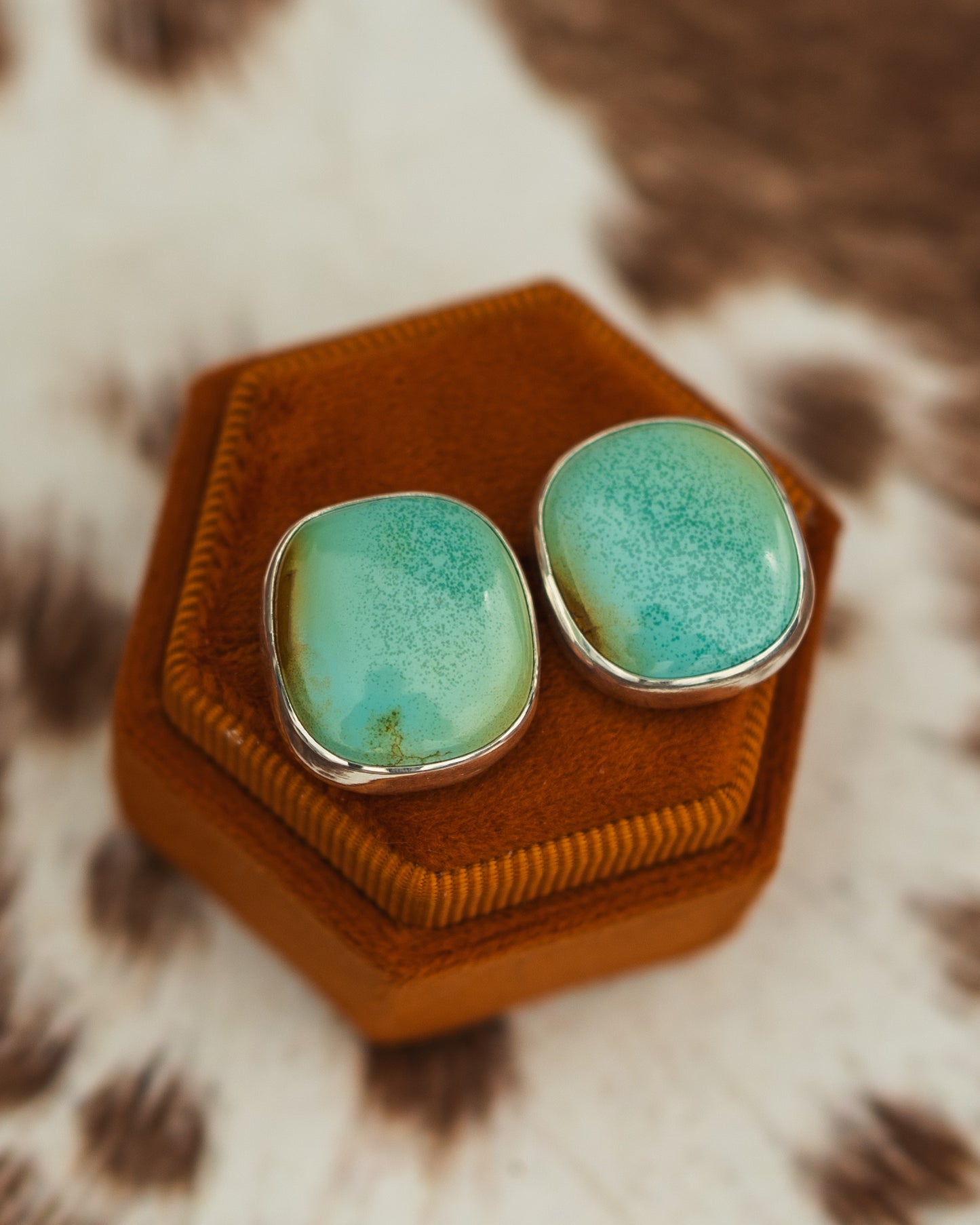 Natural Blackjack Turquoise Stud Earrings