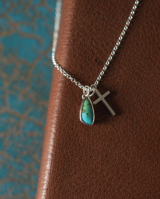 Natural Ol’ Willie Turquoise and Cross Necklace