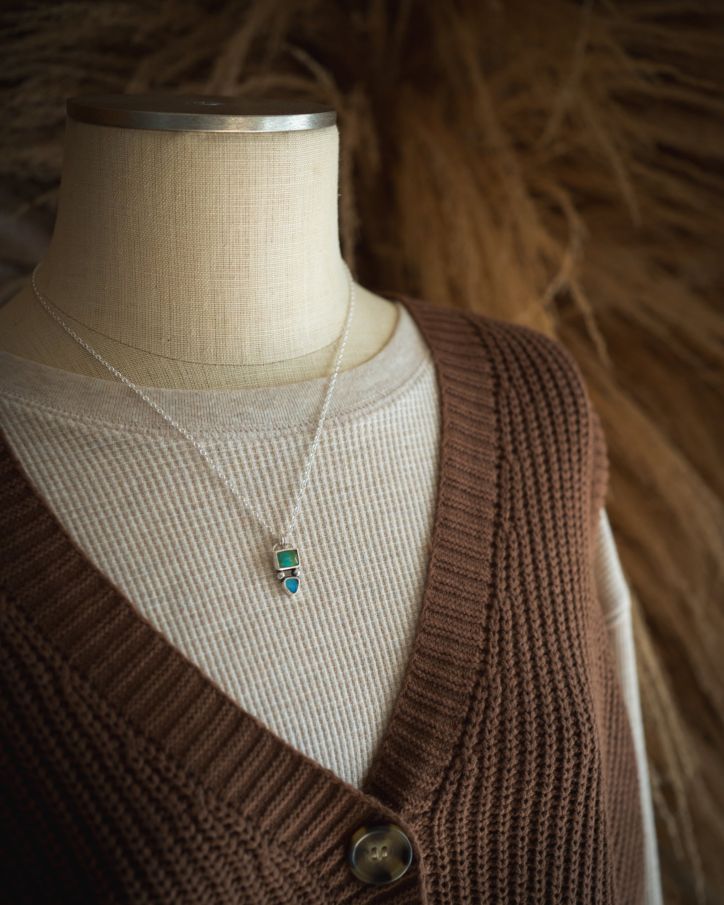 Natural Ol’ Willie Turquoise and Natural Australian Boulder Opal Necklace