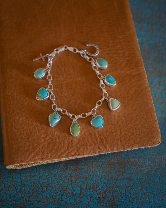 Natural Turquoise Charm Bracelet