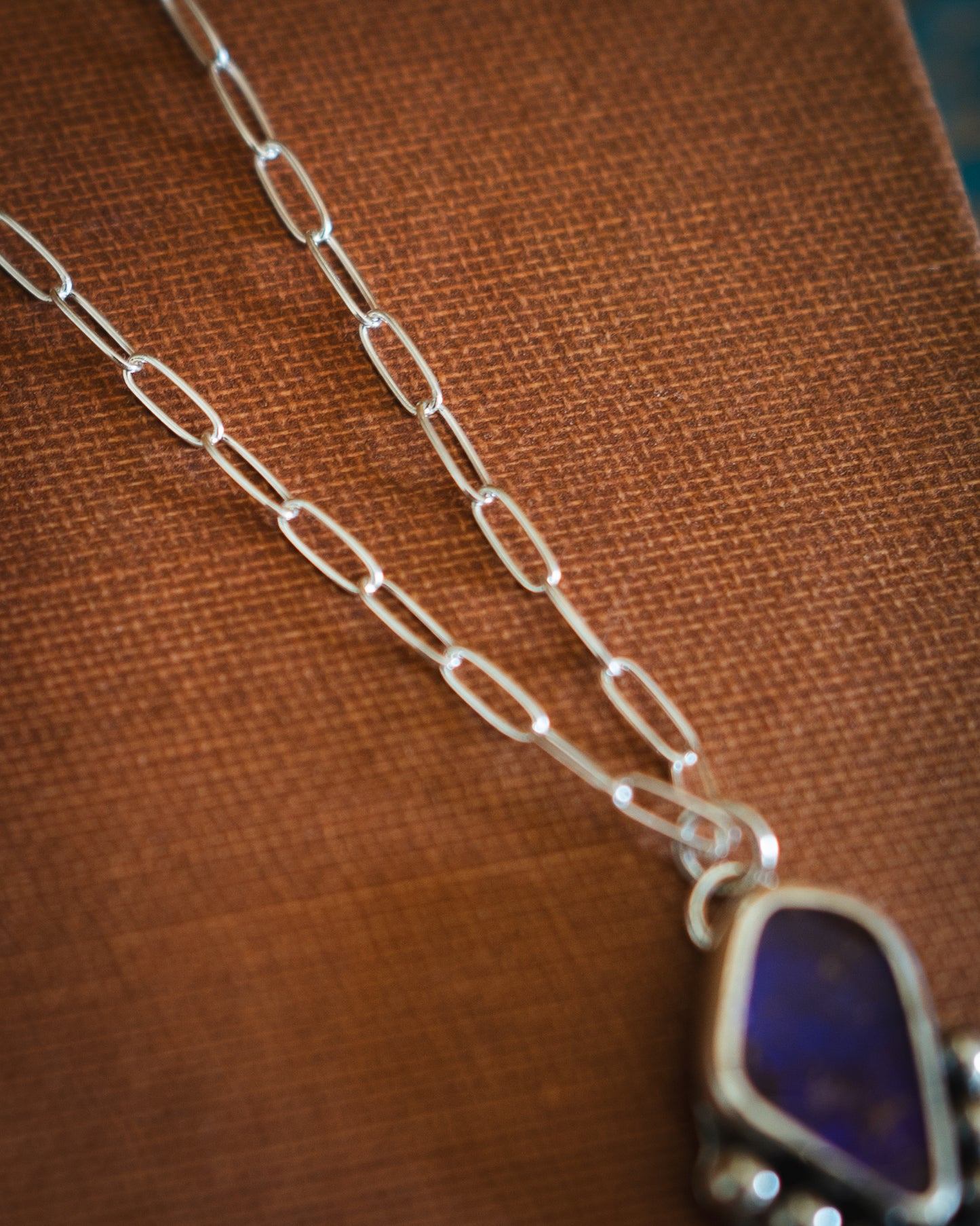 Petite Bright Purple Natural Australian Boulder Opal Necklace