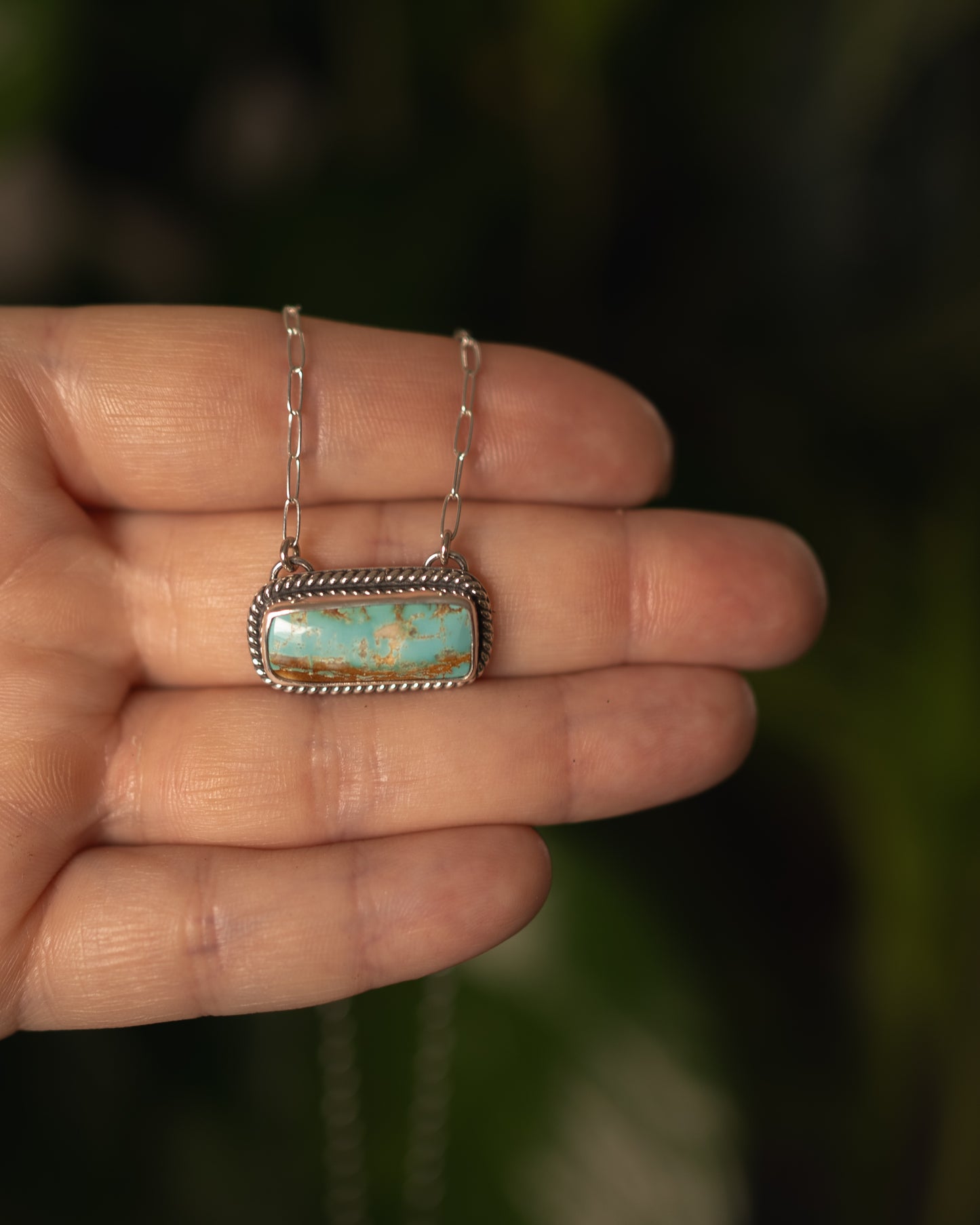 High Grade Royston Turquoise Bar Necklace