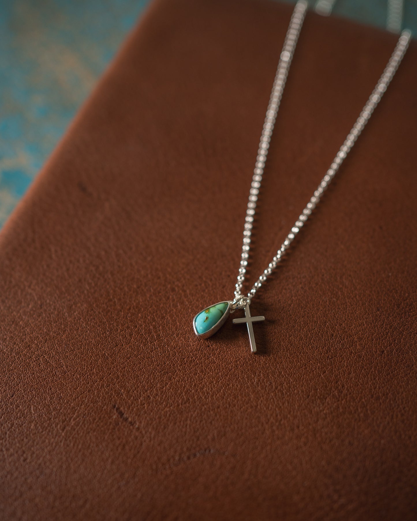 Natural Ol’ Willie Turquoise and Cross Necklace