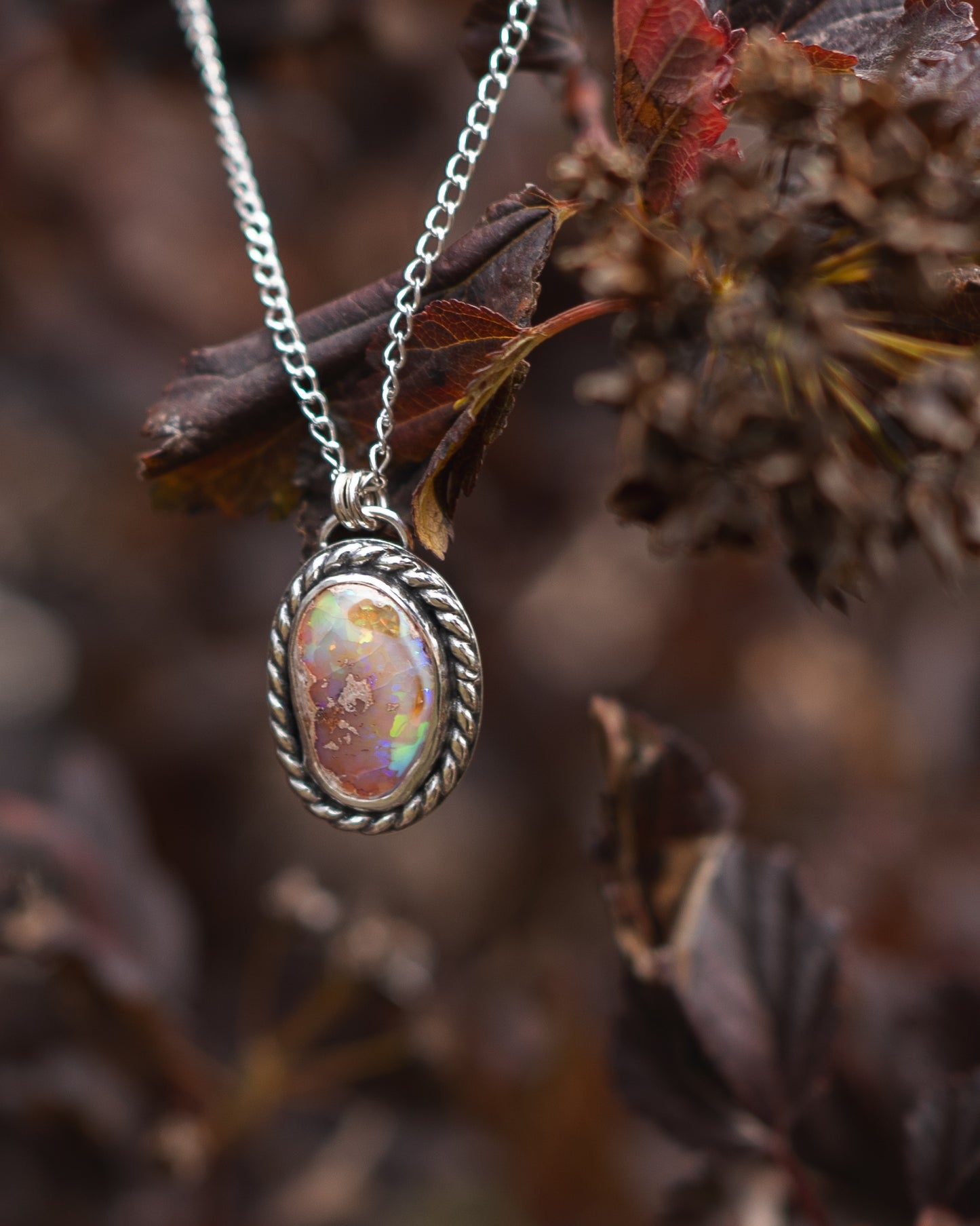 Flashy Natural Mexican Fire Opal Necklace