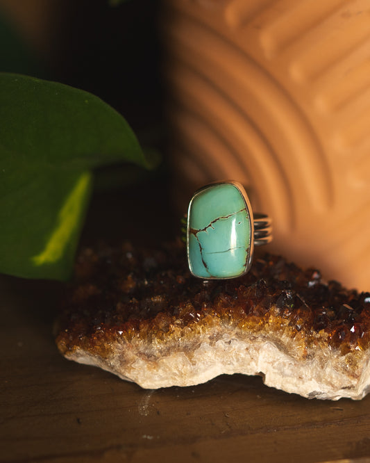 Chunky Natural Blackjack Turquoise Ring