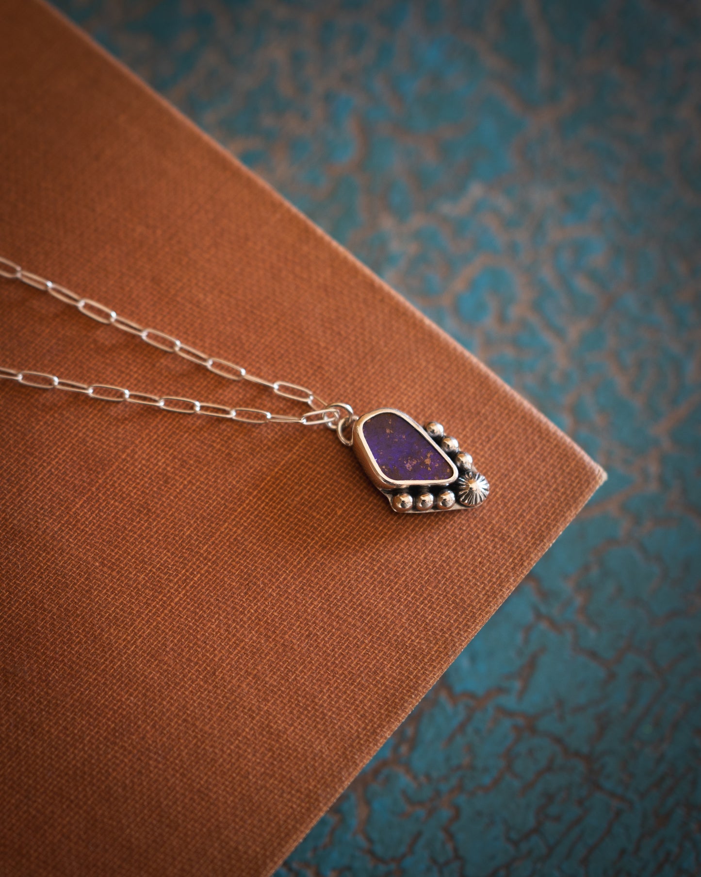 Petite Bright Purple Natural Australian Boulder Opal Necklace