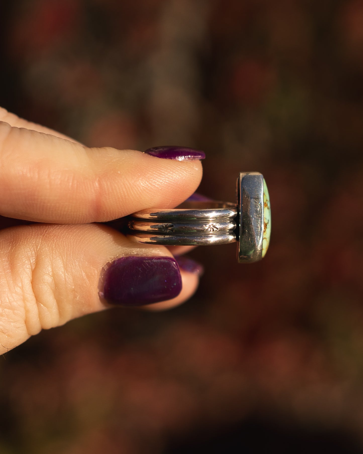 Natural Peacock Mountain Turquoise Ring